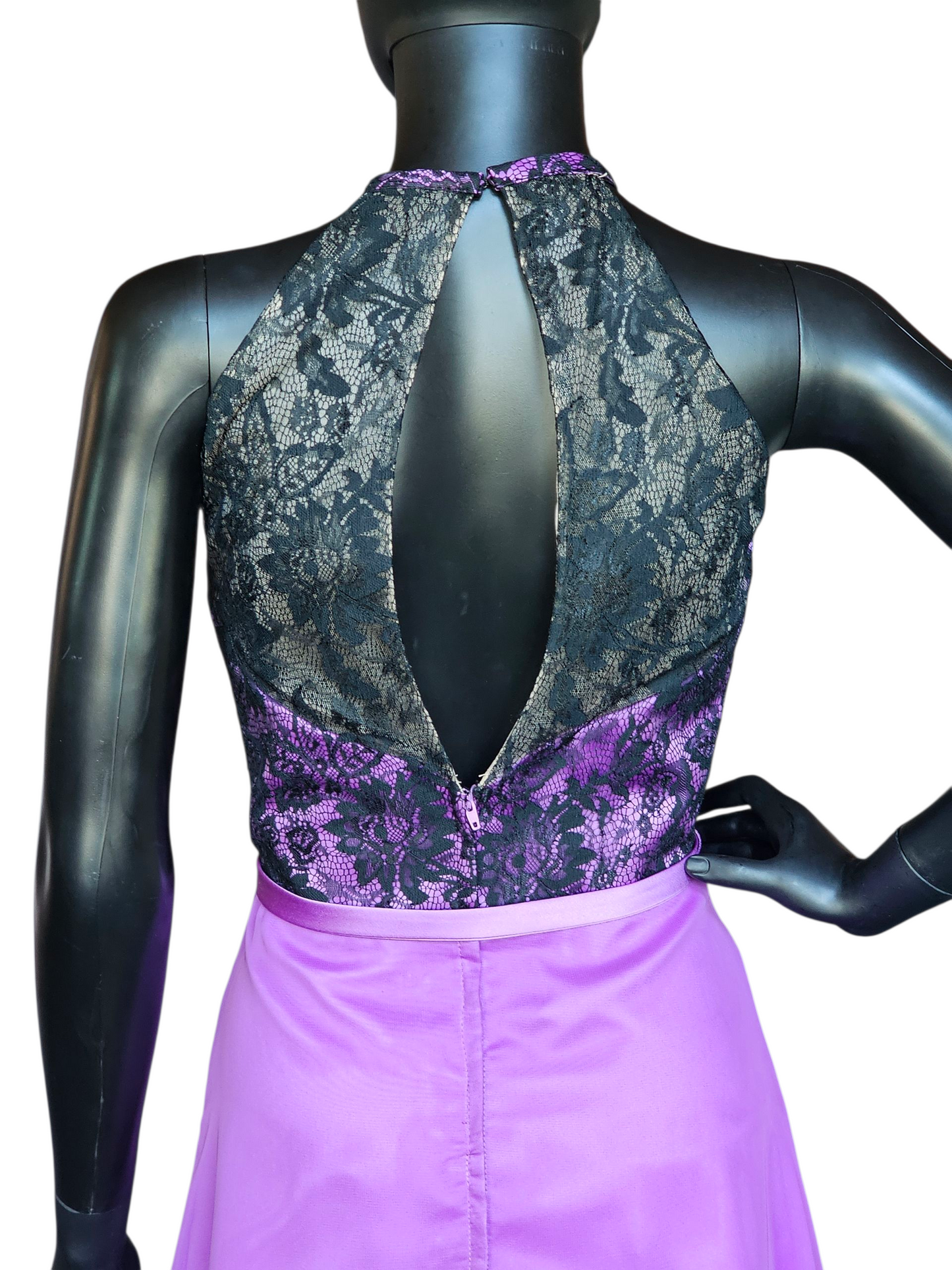 Purple/Black Lace Halter Party/Cocktail Dress - Da Vinci