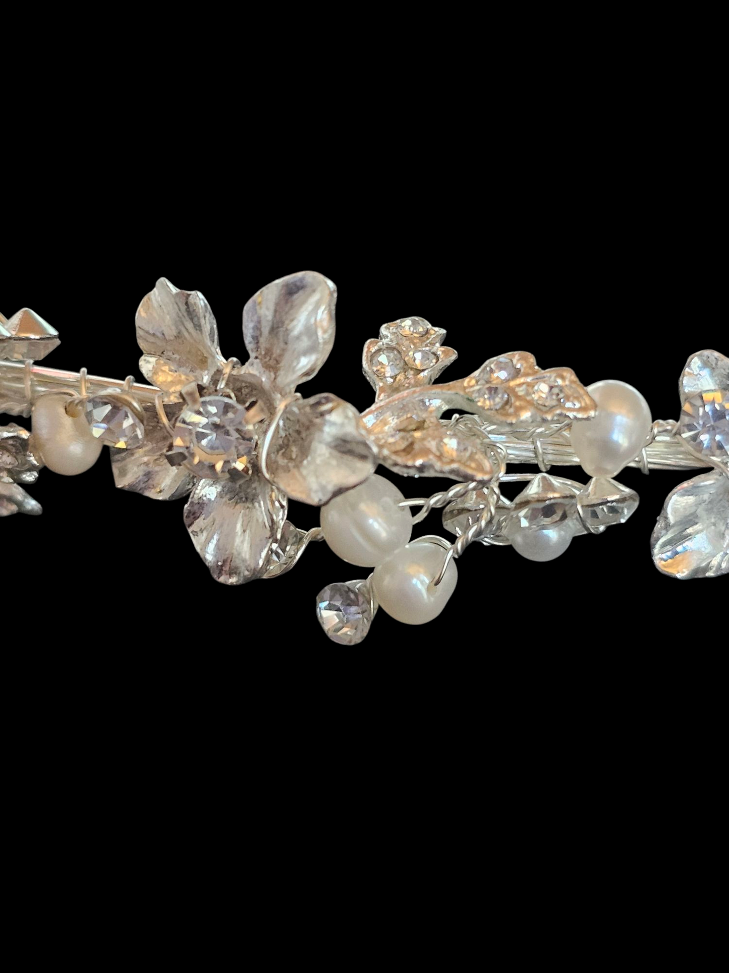 Silver Floral/Freshwater Pearl Tiara
