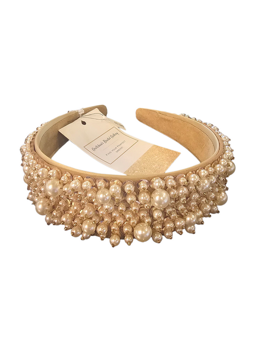Wide Rose Gold Pearl/Bead Headband