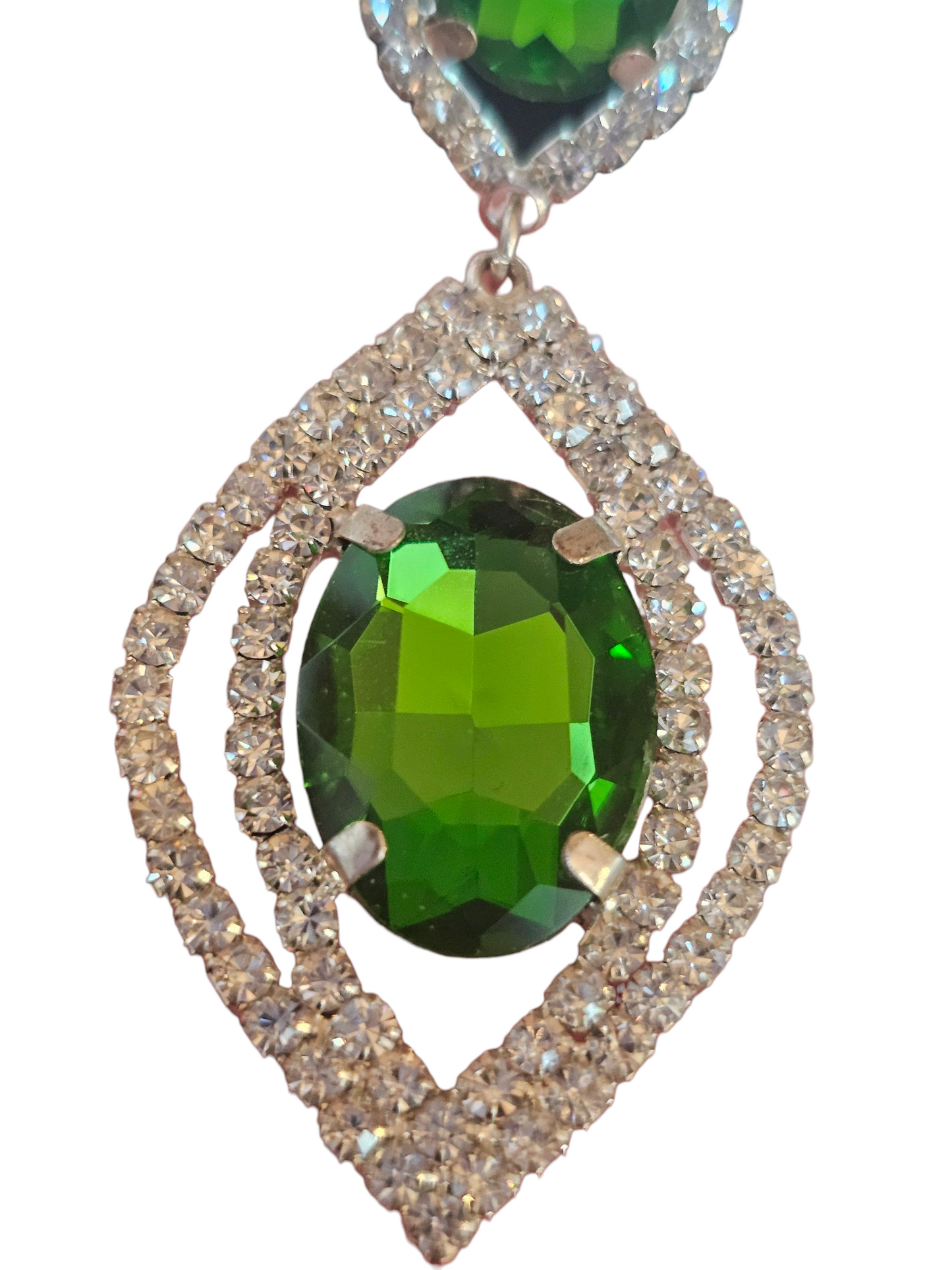 Large Green Crystal Chandelier Earring