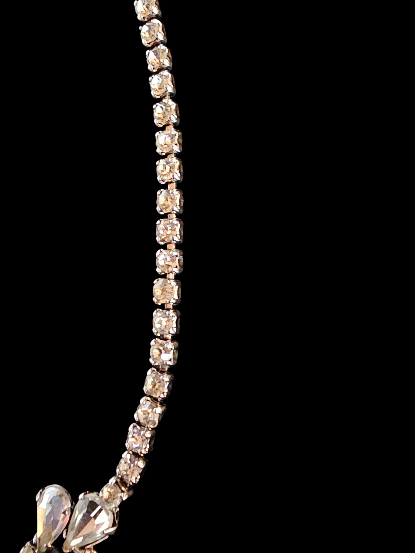 Vintage Rhinestone/Green Leaf Necklace