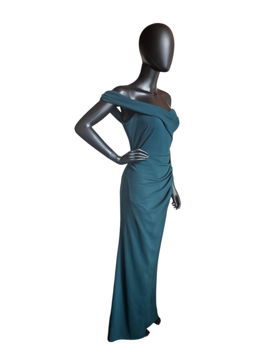 Forest Green Off Shoulder Stretch Jersey Formal Dress - Lulus