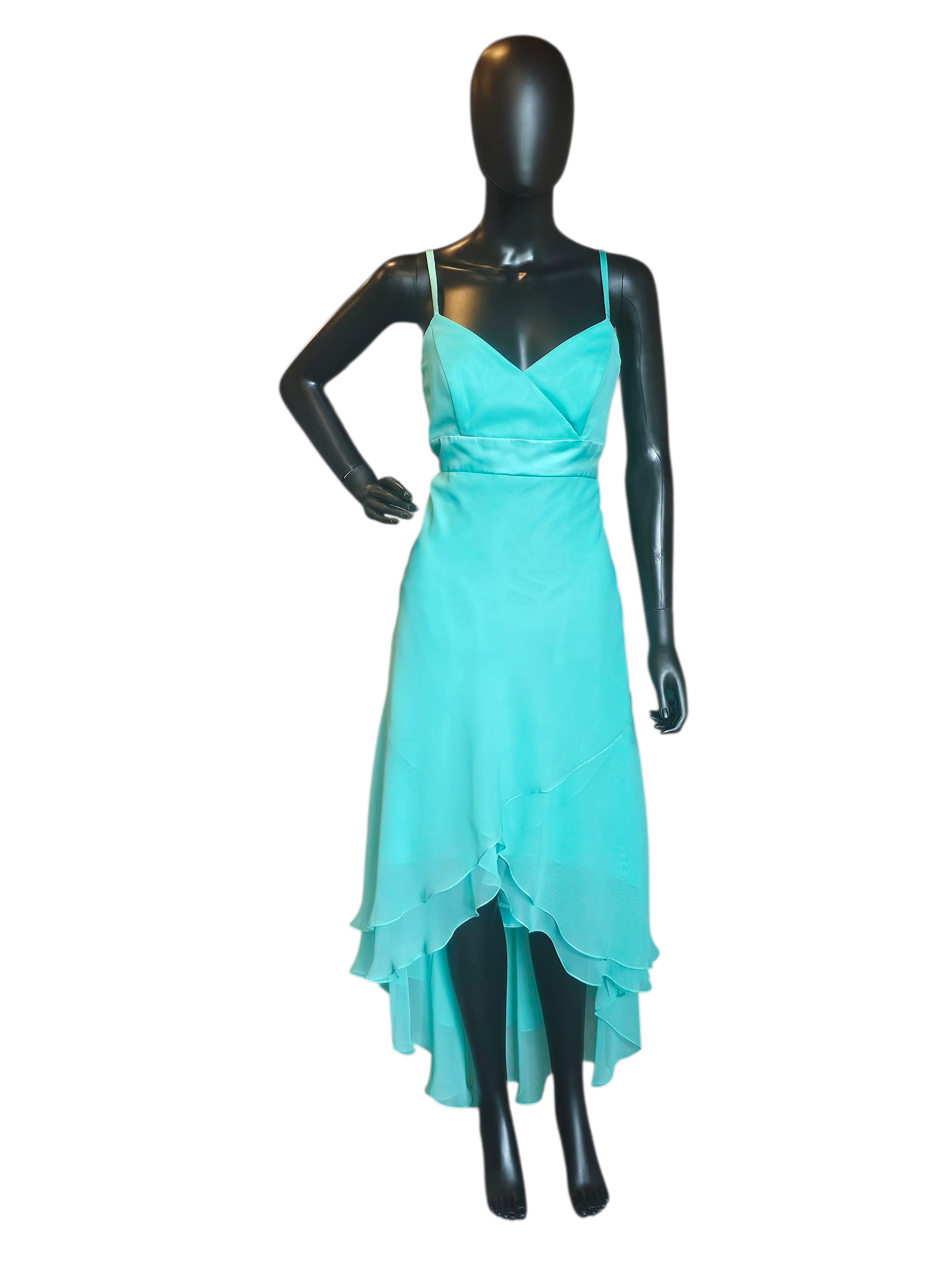 Turquoise Chiffon High-Low Formal Dress