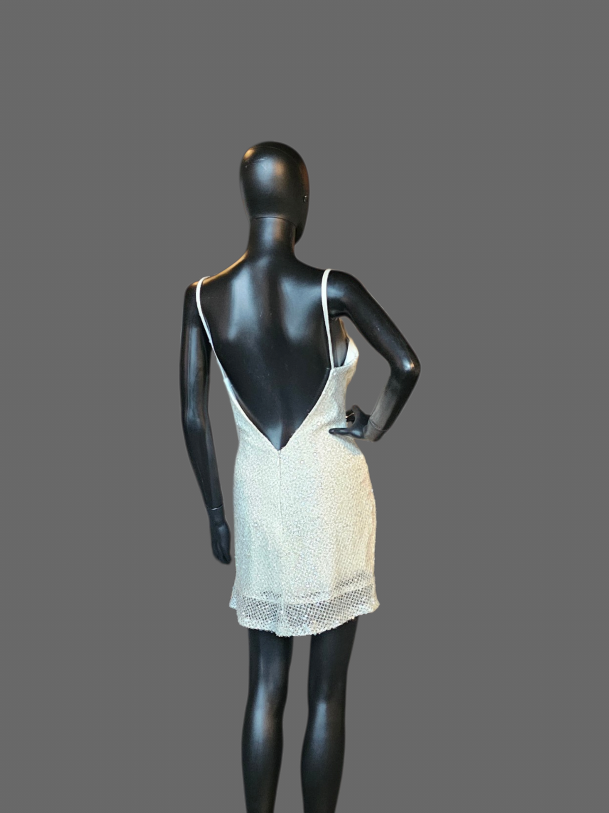 Ivory Sequin V-Neck Cocktail Dress Formal/ Homecoming/ Bridal Dress - Madi Lane