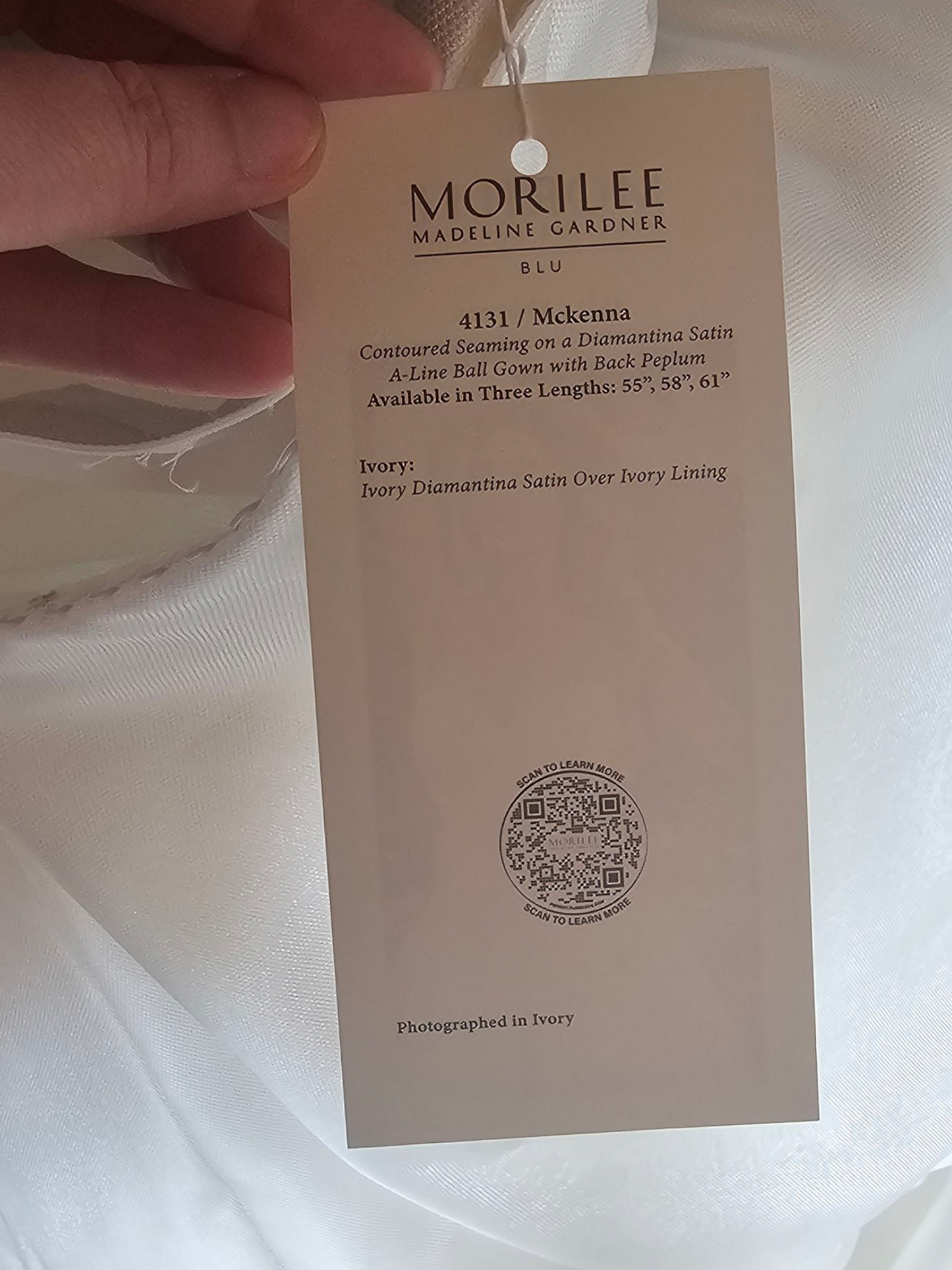 Strapless Contoured Bodice Diamantina Satin Wedding Gown - Morilee