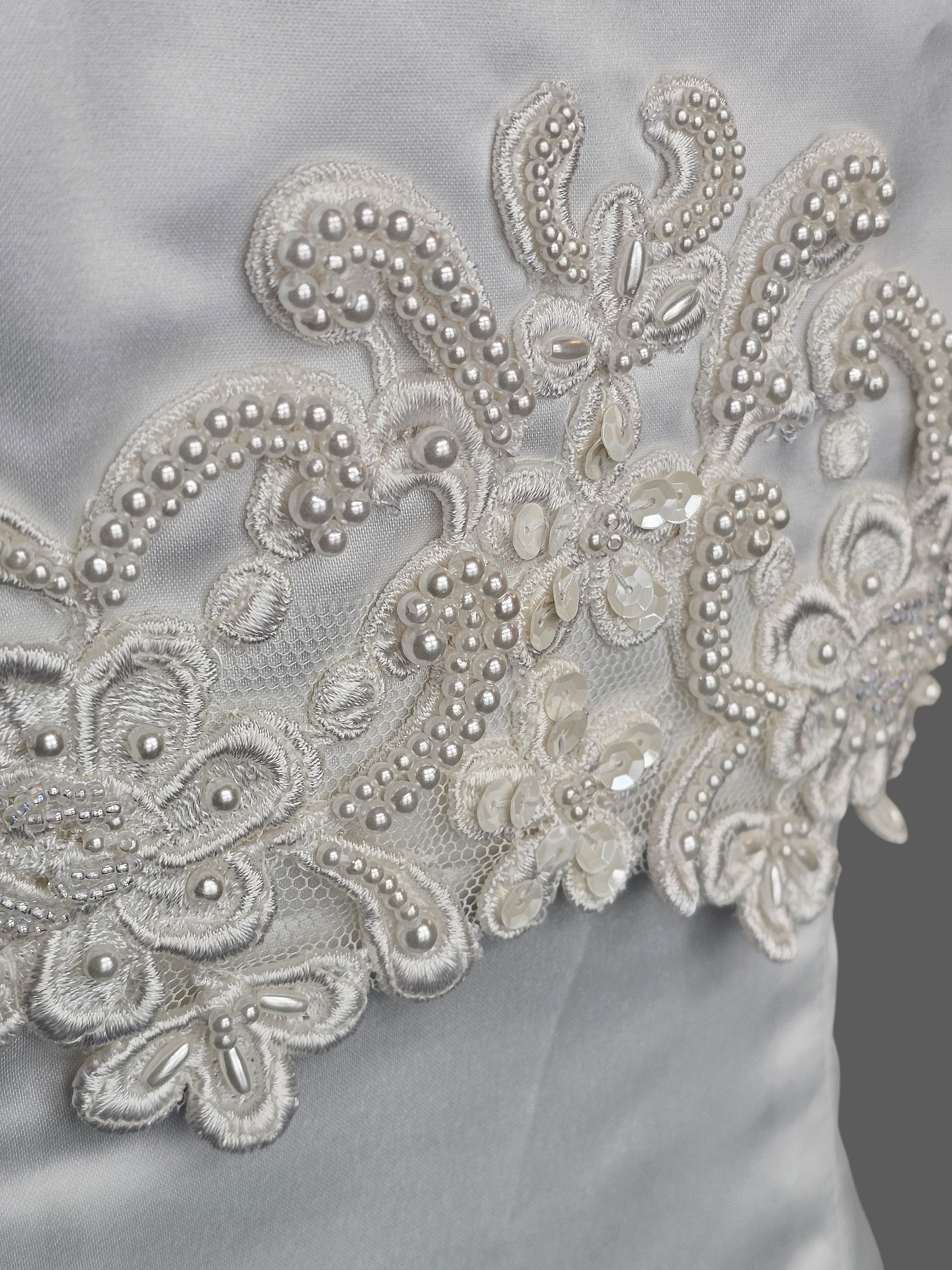 Vintage White Satin Empire Square Neck Wedding Gown - Mori Lee