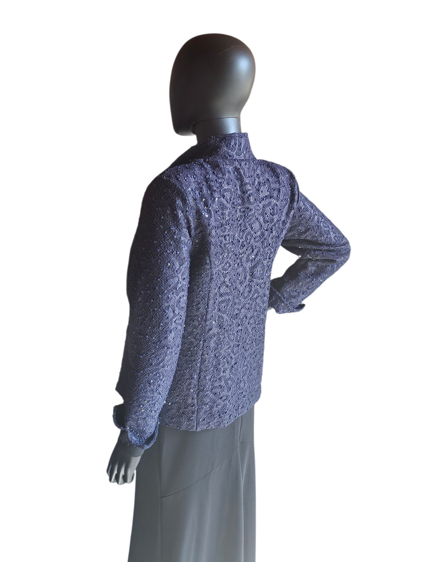 Navy Sparkle Front Zip Jacket - Erin London