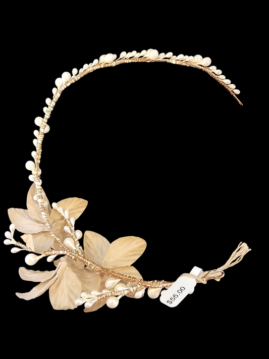 Twisted Wire Floral Ivory/Taupe Headpiece - Marionat