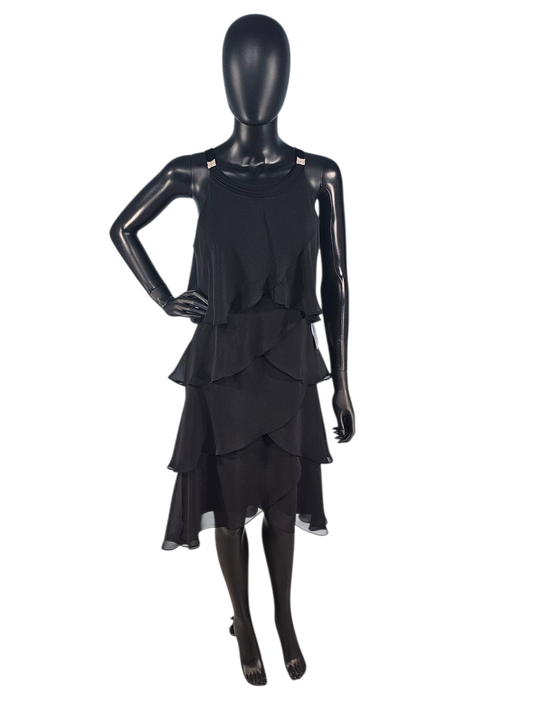 Black Chiffon Flounce Cocktail Dress - S.L. Fashions