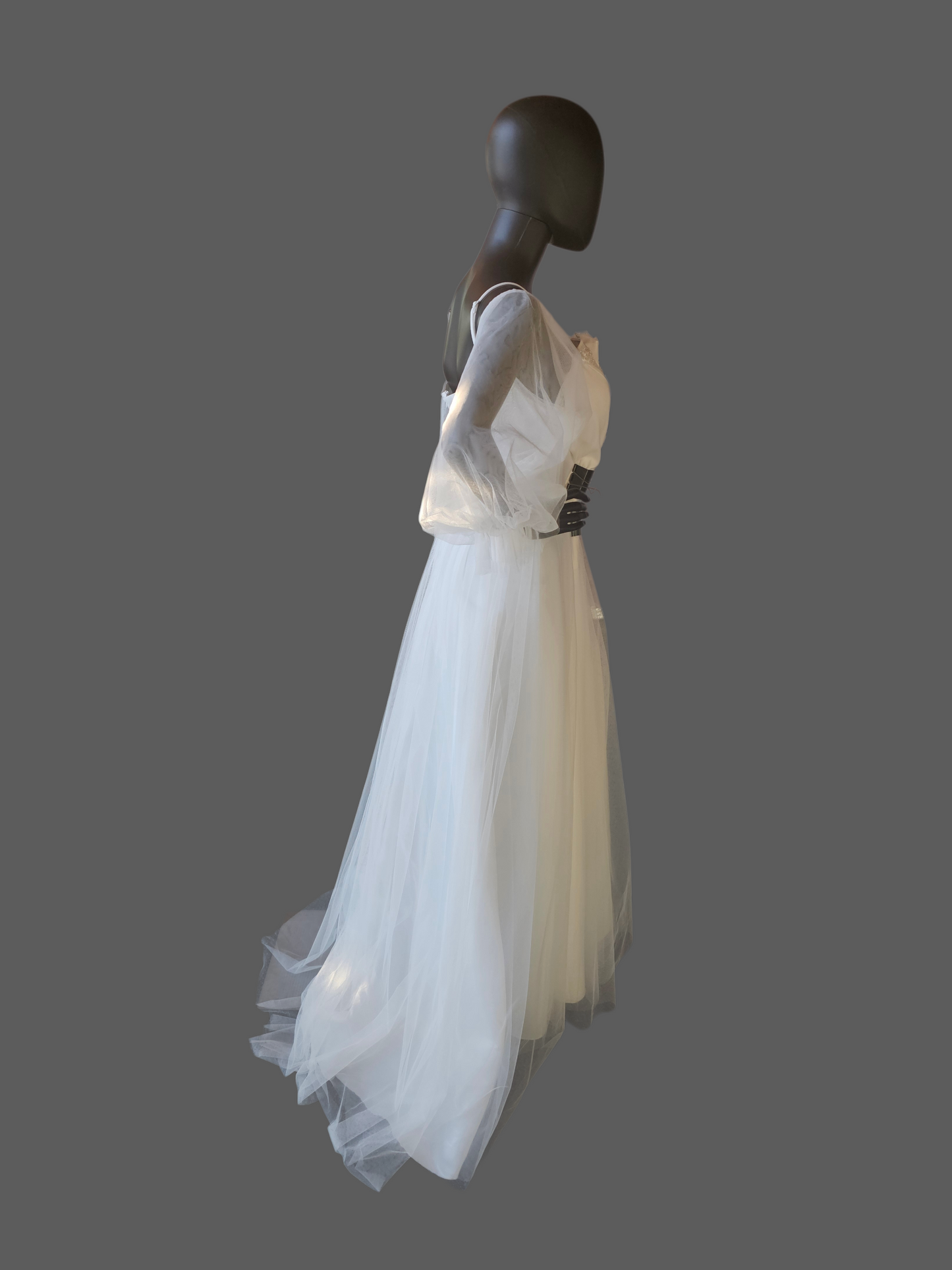 White Off Shoulder Sleeve Plunge Boho Wedding Gown - Ever Pretty