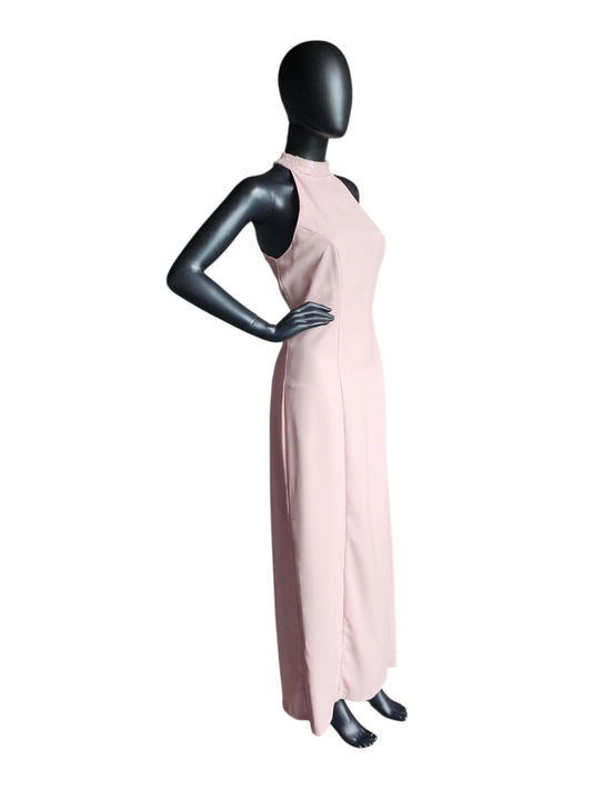 Soft Pink High Neck Sheath Formal Maxi Gown W/Jacket - Malas New York