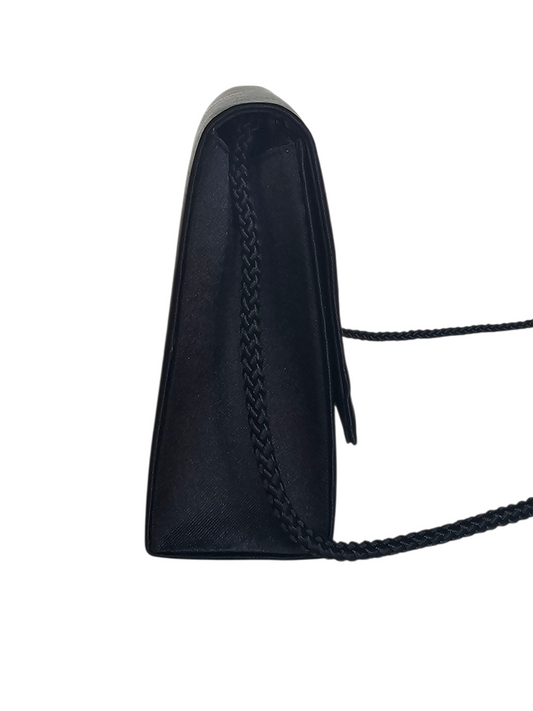 Black Satin Trapezoid Clutch