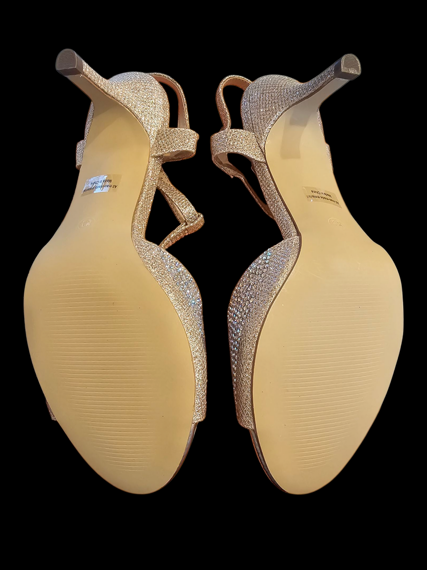 Nude/Iridescent Sparkle Peep-Toe T-Strap Sandal - NEW