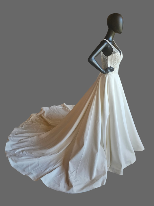 Pearl Plunge V-Neck Aline Wedding Gown - Justin Alexander