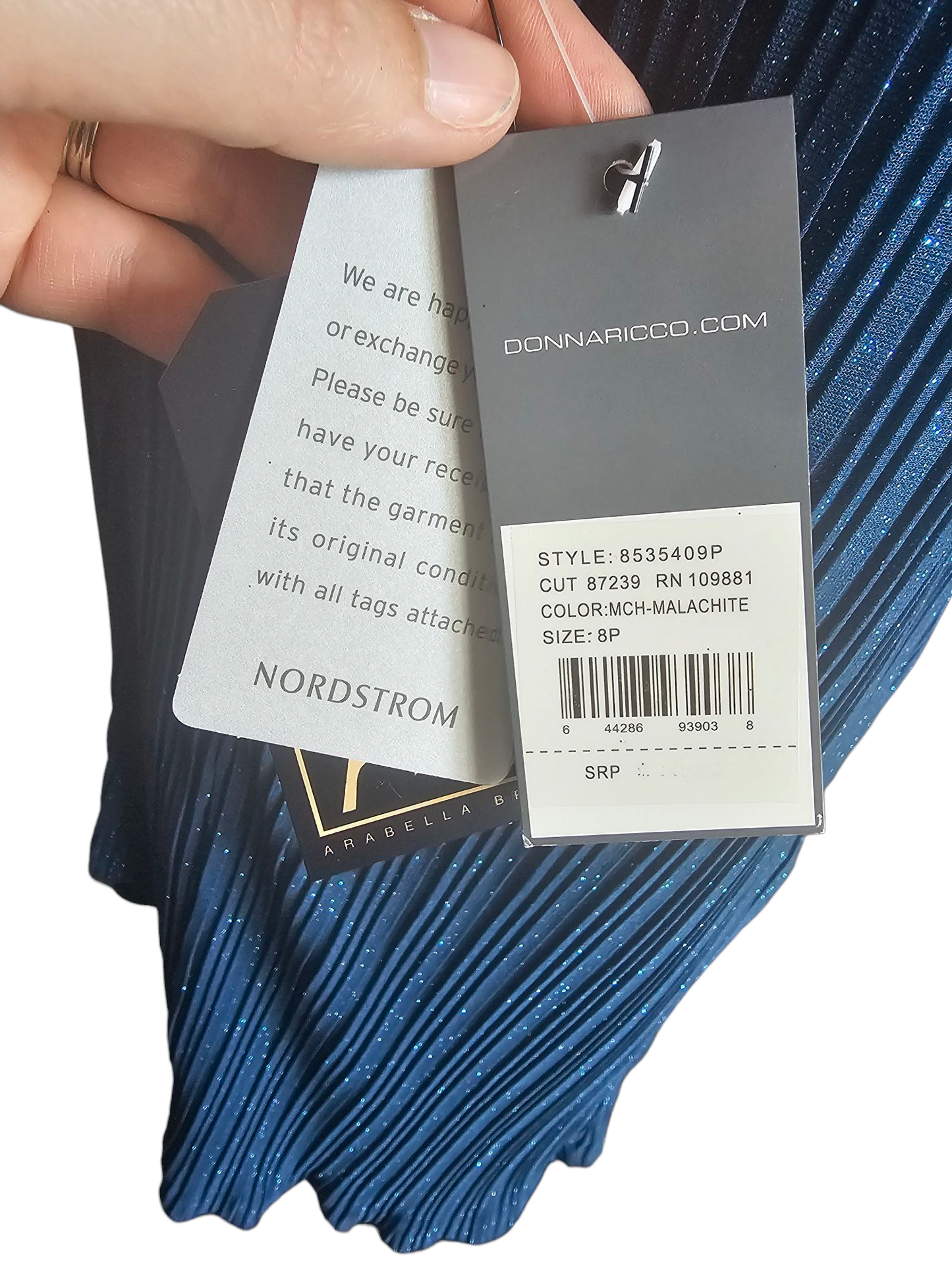 Sparkle Teal Chain Neck Cocktail - Donna Ricco - PETITE