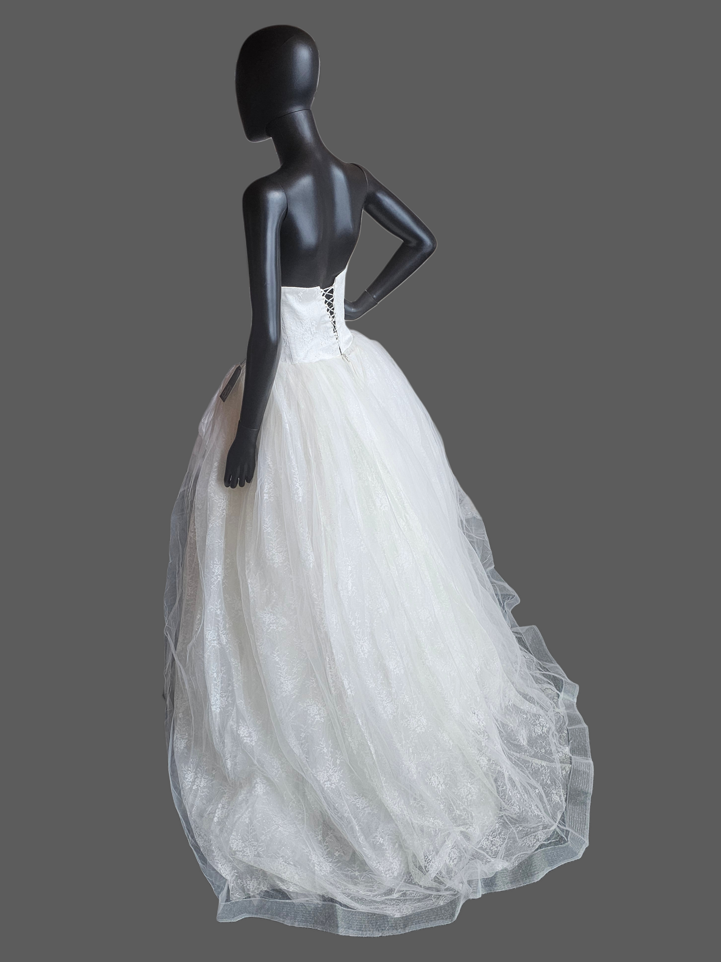 Ivory Lace Sparkle Strapless Sweetheart Wedding Ballgown - Di La Sena