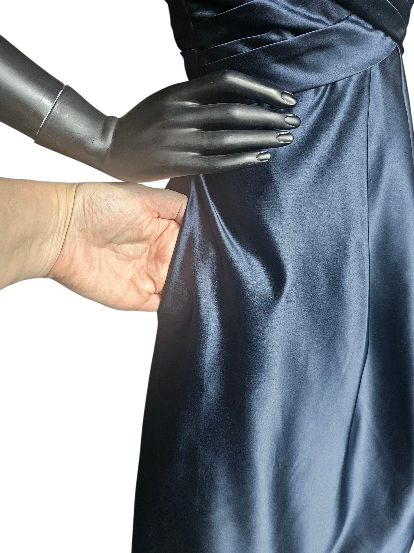 Navy Satin Sweetheart Cocktail/Party Dress - Bill Levkoff