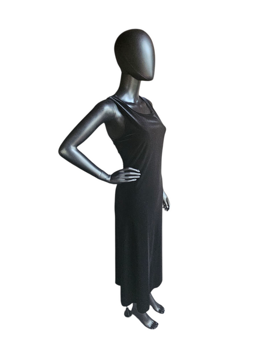 Black Velvet Sheath Sleeveless Mid Dress