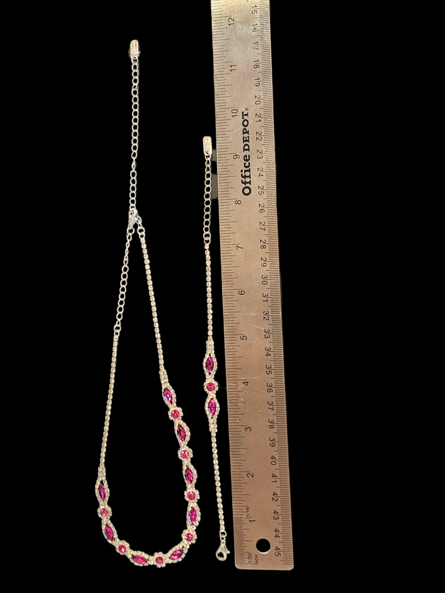 Magenta Marquee Crystal Necklace/Earring/Bracelet Set