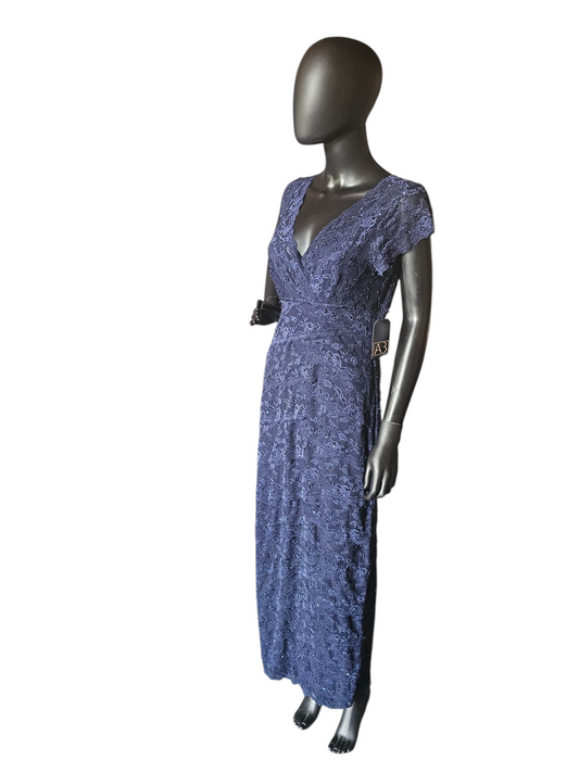 Navy Stretch Lace Cap Sleeve - PETITE