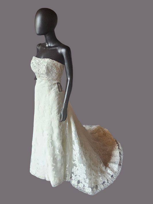 Ivory Lace Strapless Empire Waist Wedding - Morilee