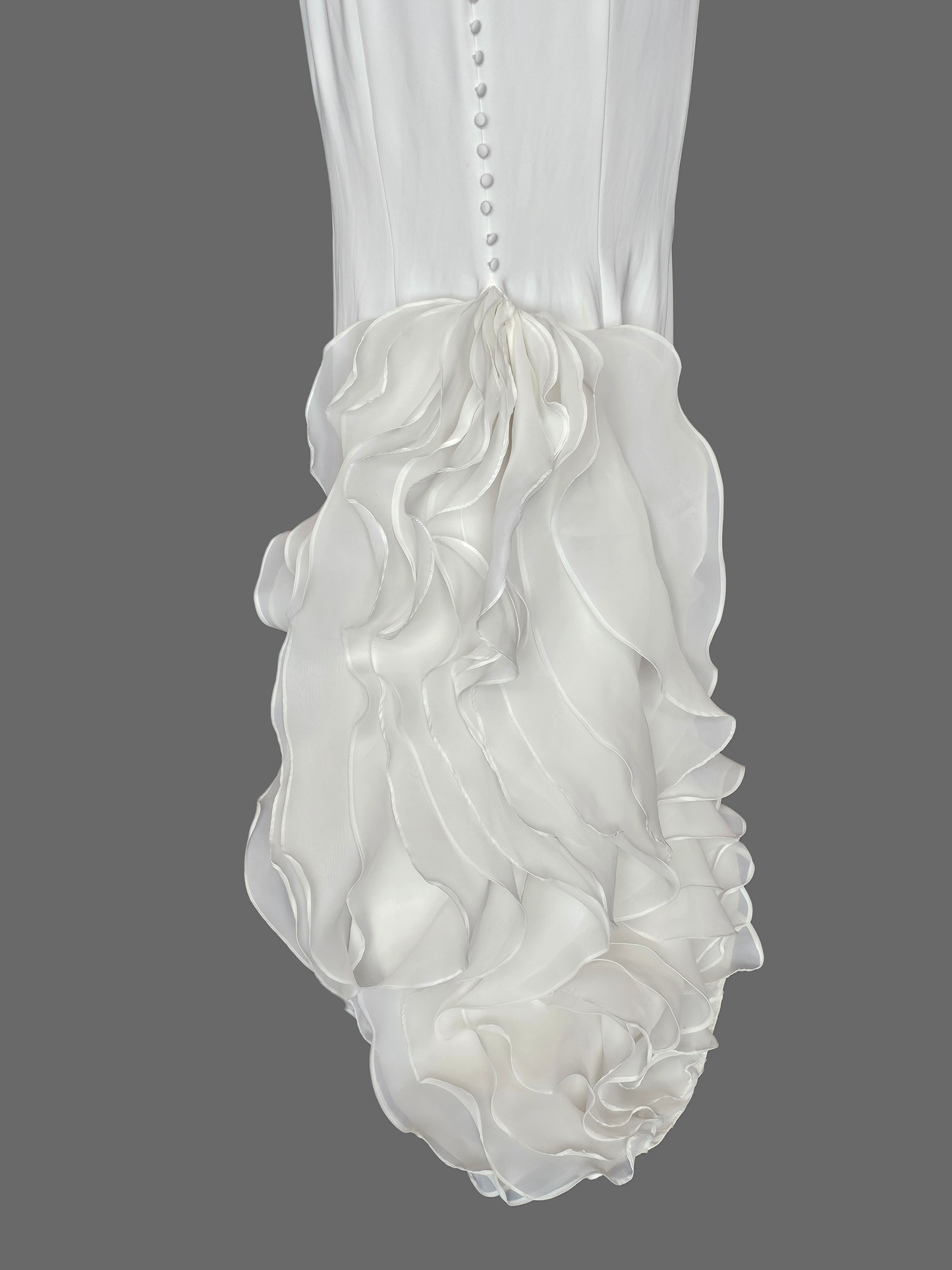 Ivory Crepe Fit and Flare Cat Eye Neckline Wedding Gown (Petite) - Selby Rae RENEWAL