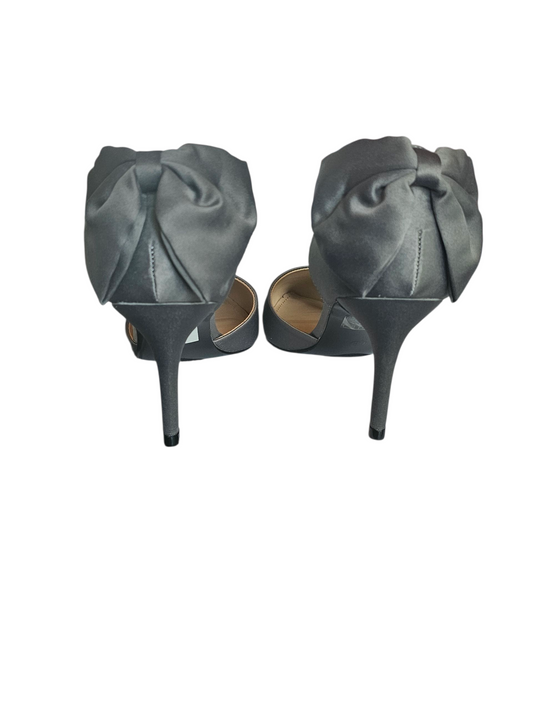 Grey Bow Satin High Heel Shoes