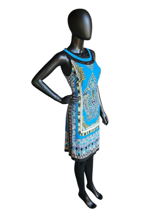 Blue Jersey Print Dress - Short - New Drictions - NWT