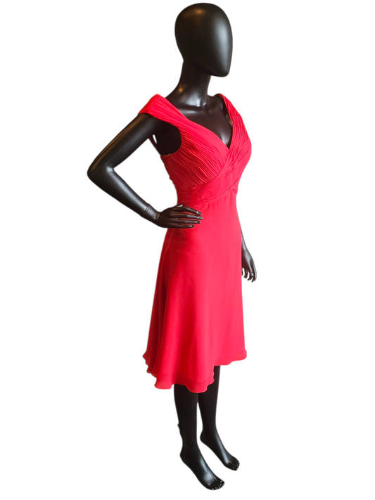 Cherry Red Chiffon Party Dress - Da Vinci
