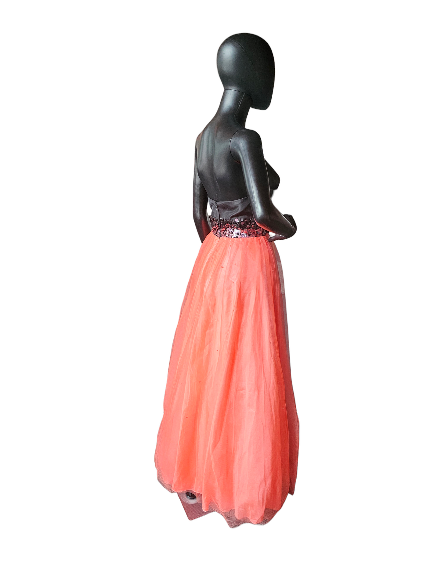 Black/Coral A-Line Tulle Prom Dress - Jump