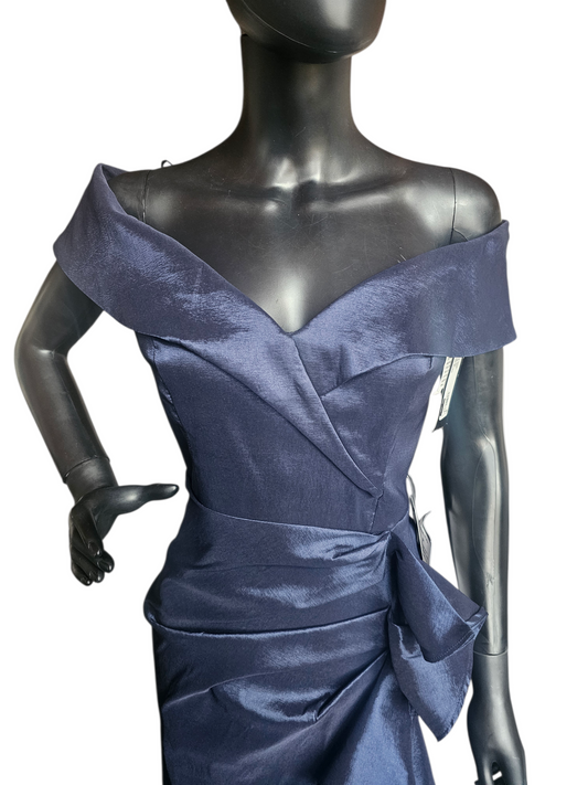 Navy Taffeta Off Shoulder Formal Dress NWT - Xscape