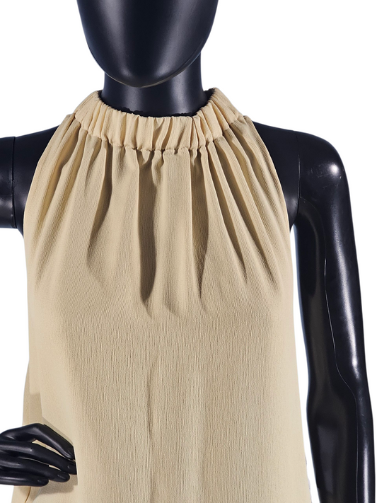 Daffodil Yellow Crepe Tie Neck Shift Short Dress - Prologue