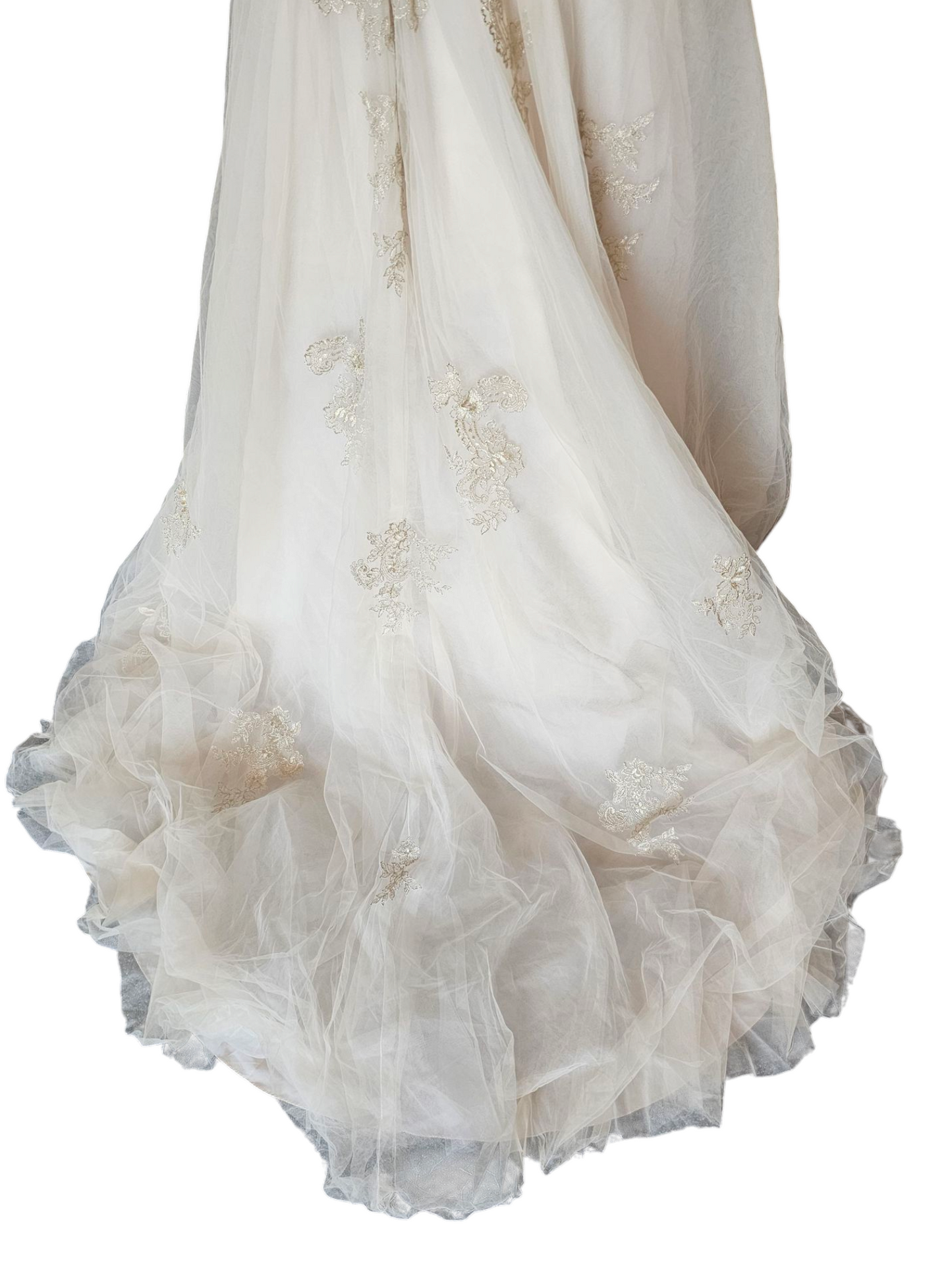 Champagne/Gold Embroidered High/Low Wedding Gown - Private Label by G