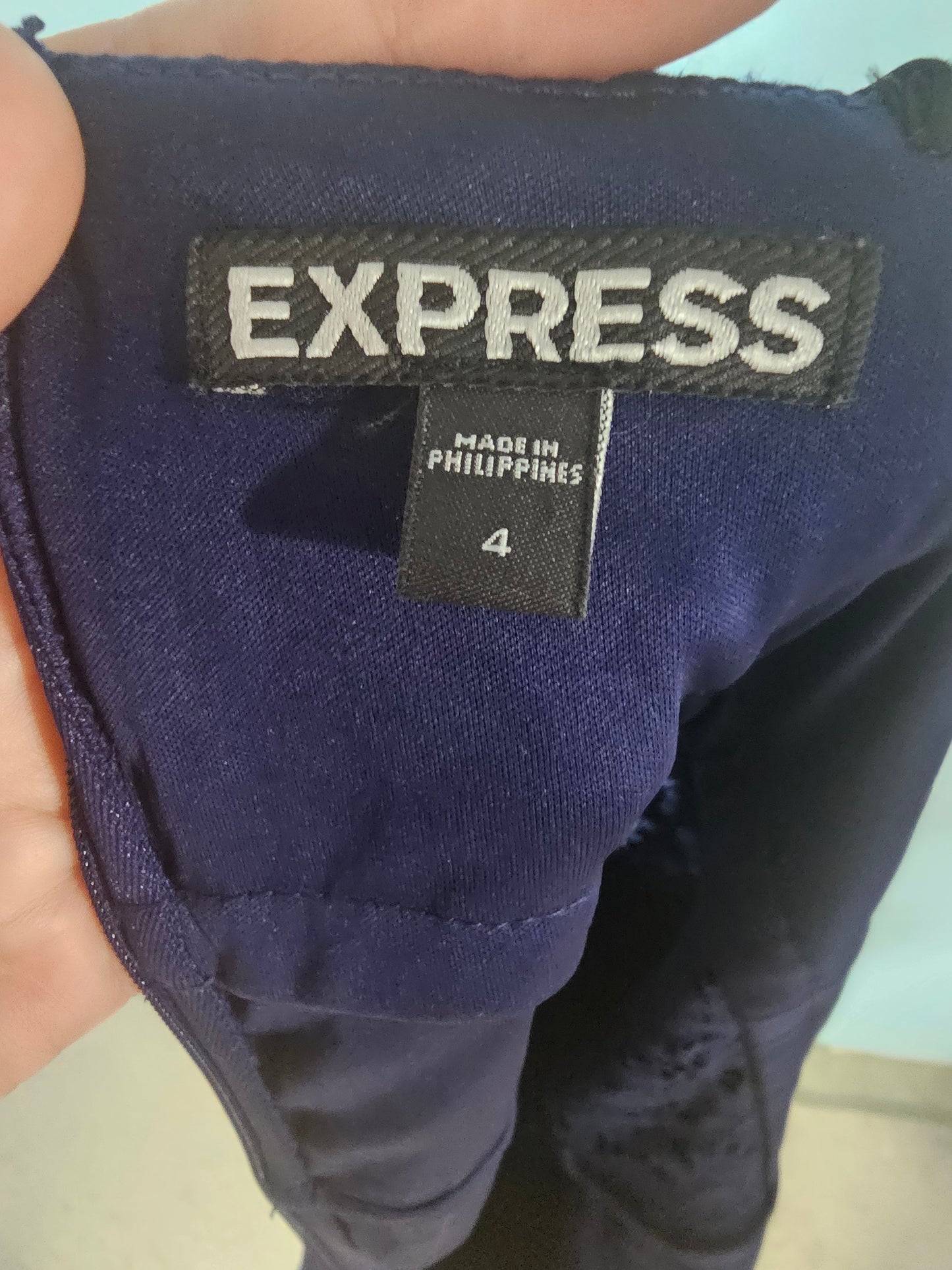 Blue Lace/Black Accent Sheath Dress - Express