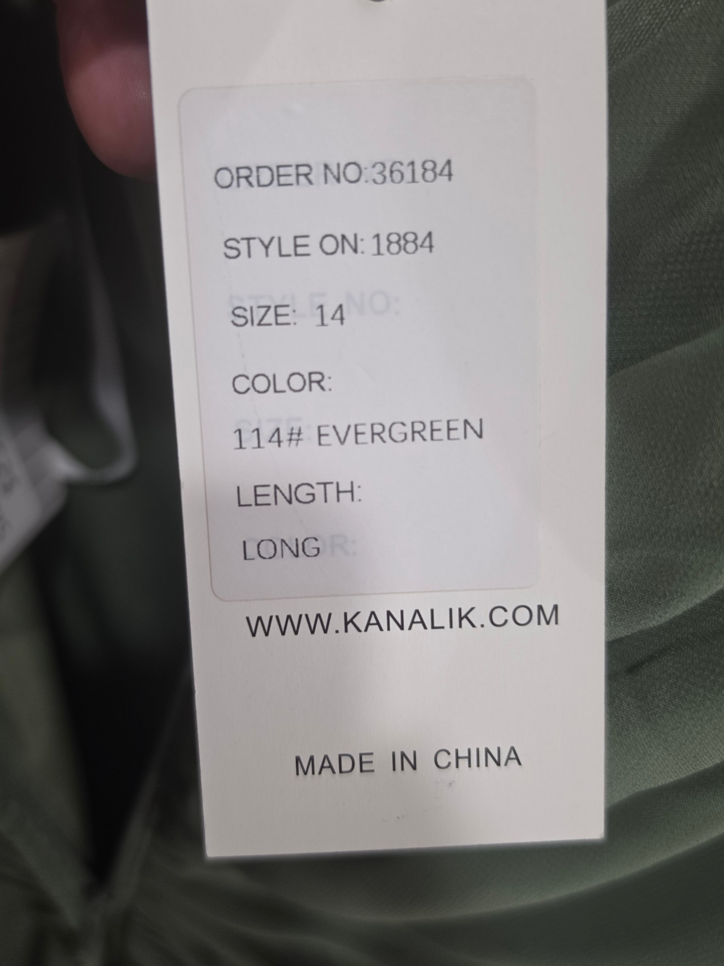 Evergreen Chiffon Pilgrim Sleeve - Kanalik