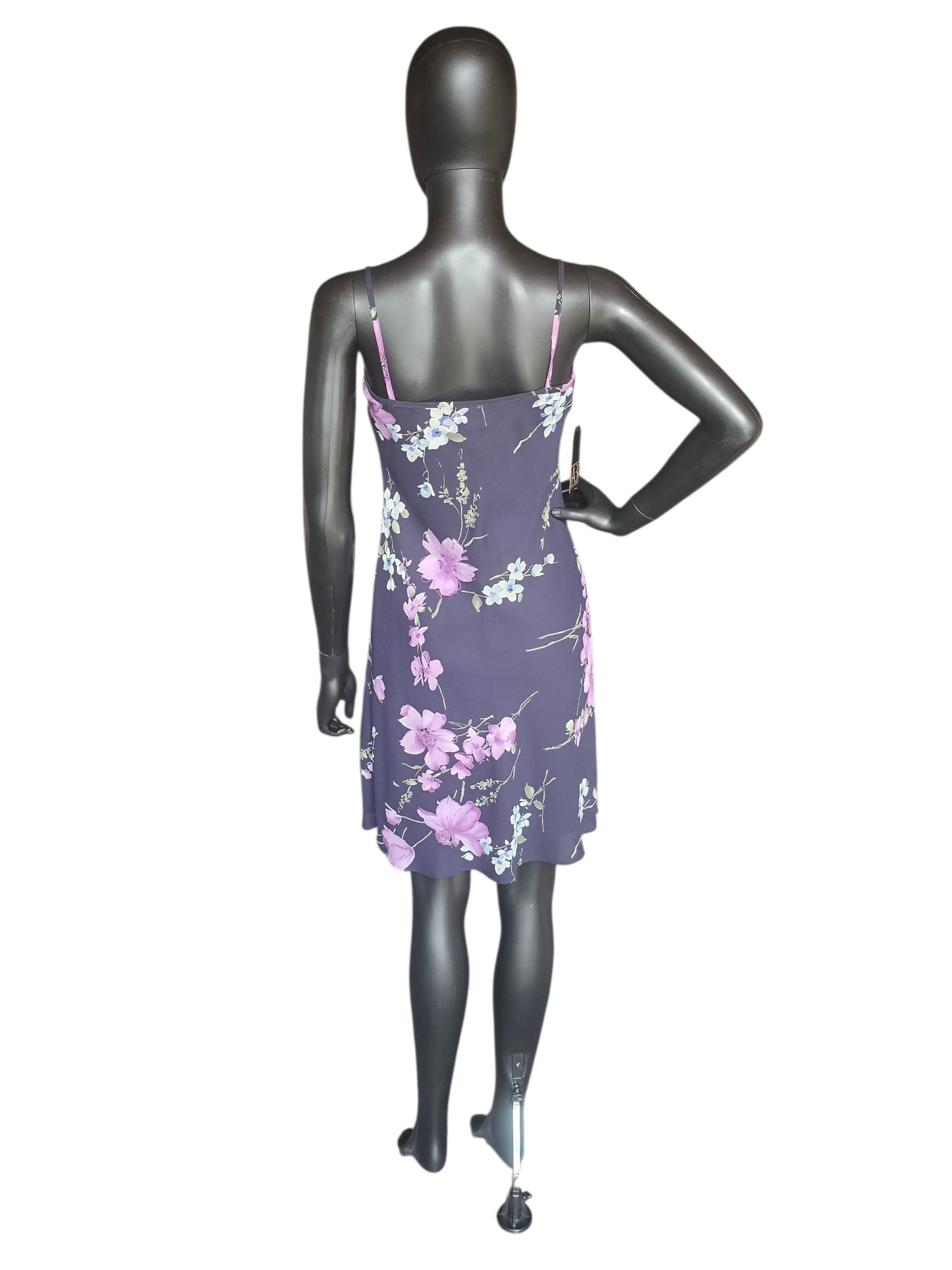 Navy/Purple Floral Mid Length Dress - Teeze Me
