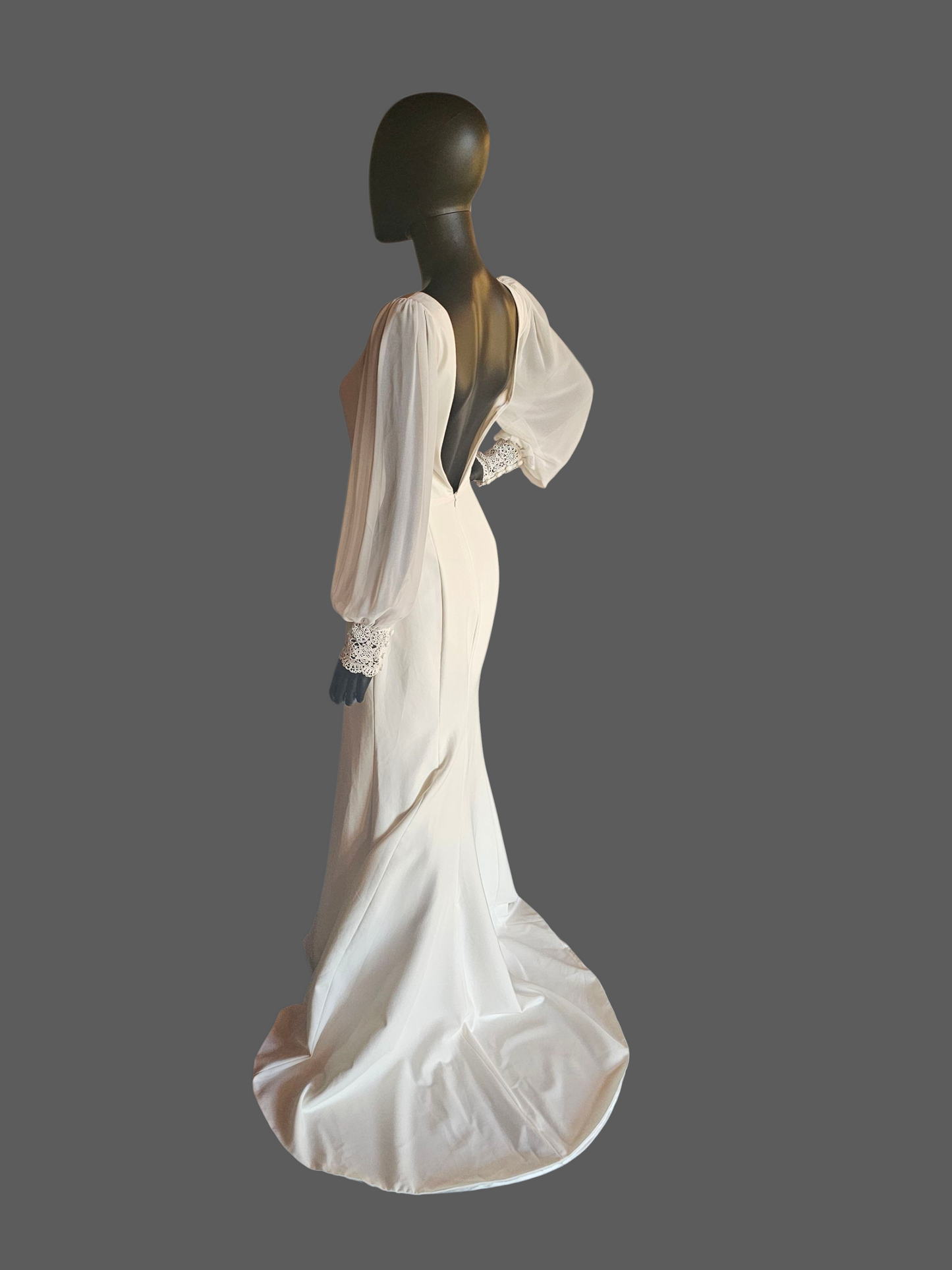 Square Neck Peasant Sleeve Boho Fitted Wedding Gown - Jenny Yoo