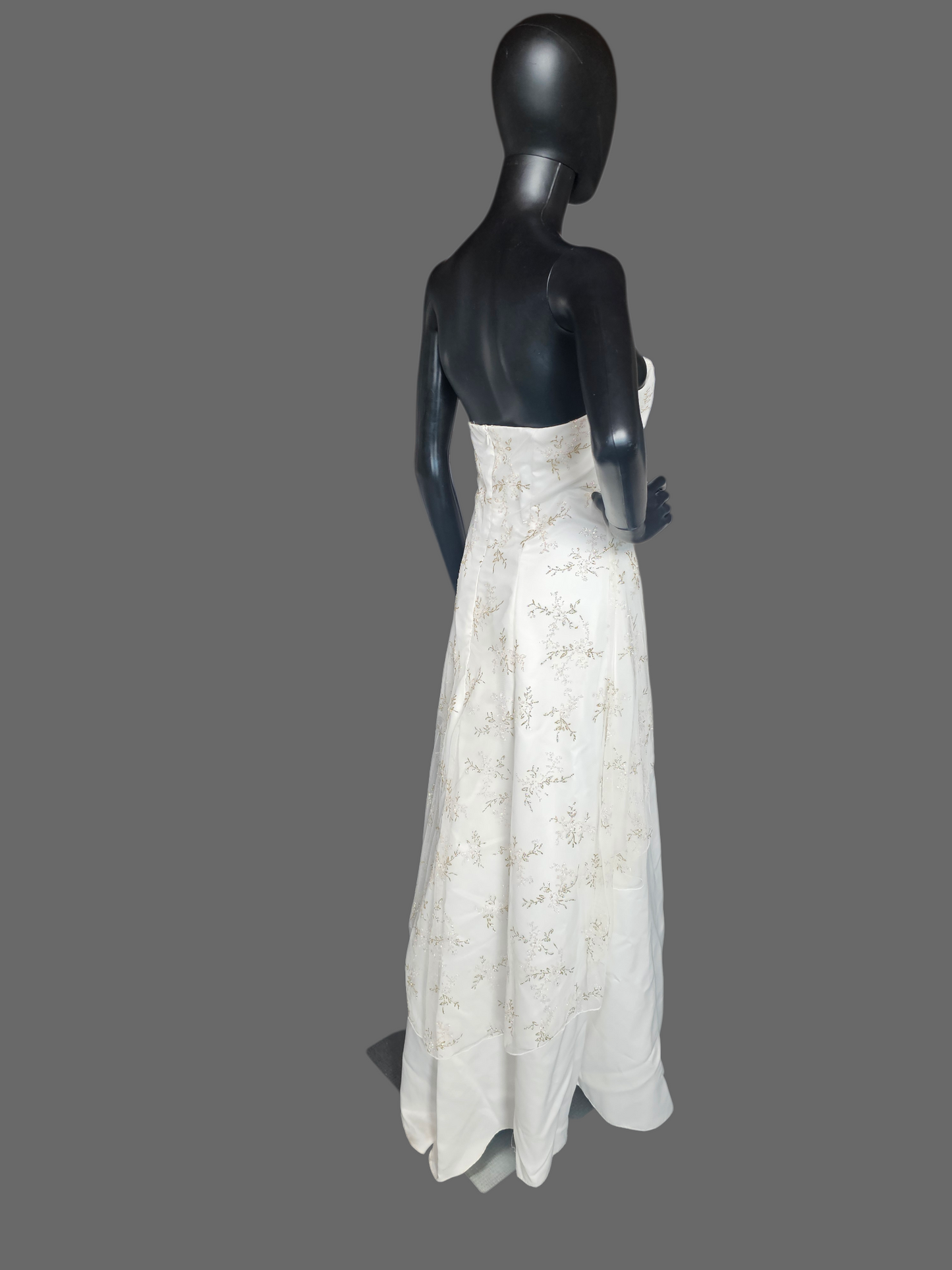 Cream/Gold Vintage Prom Maxi A-Line Dress - Jump