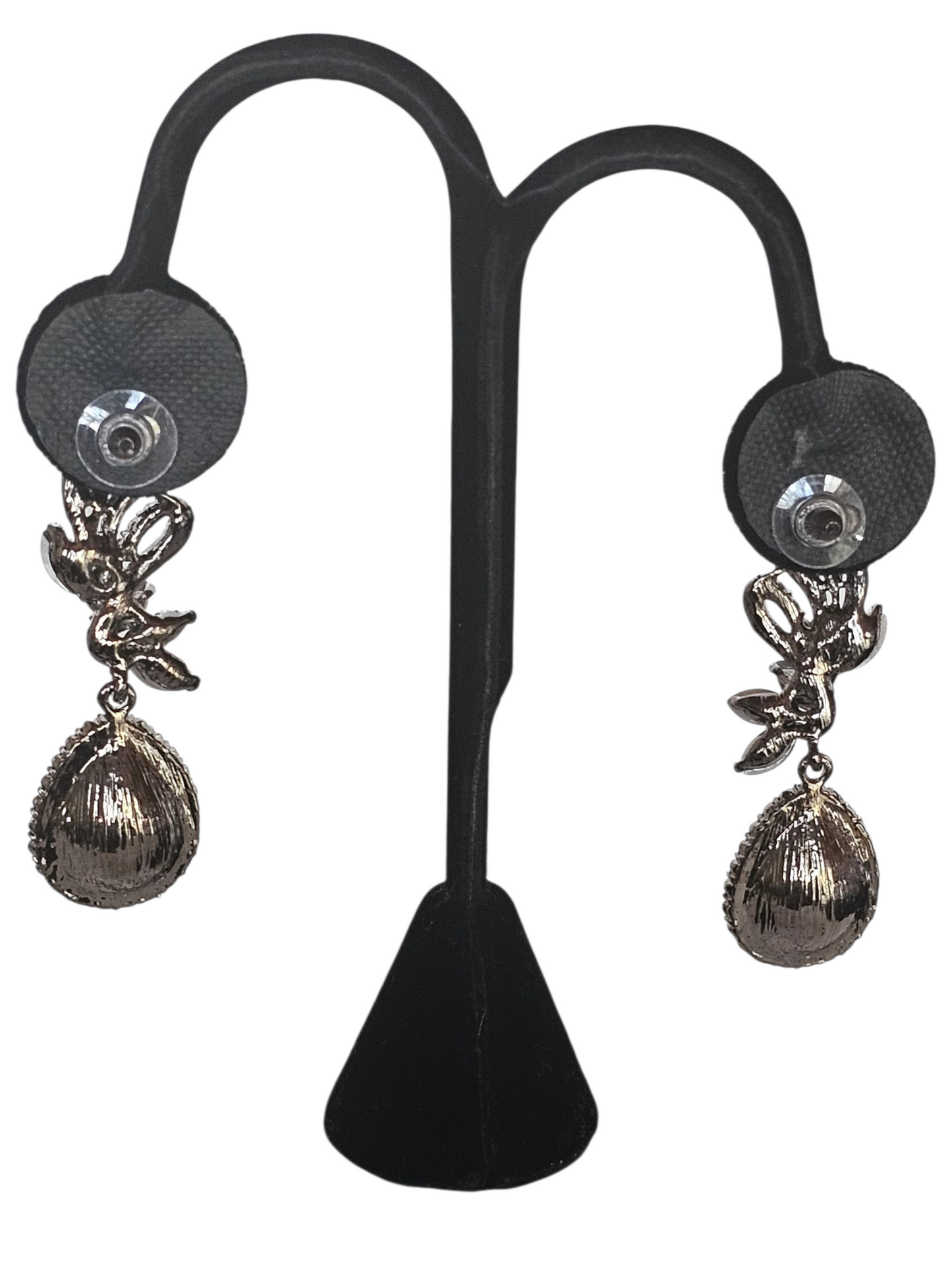 Black Metallic Teardrop Earring