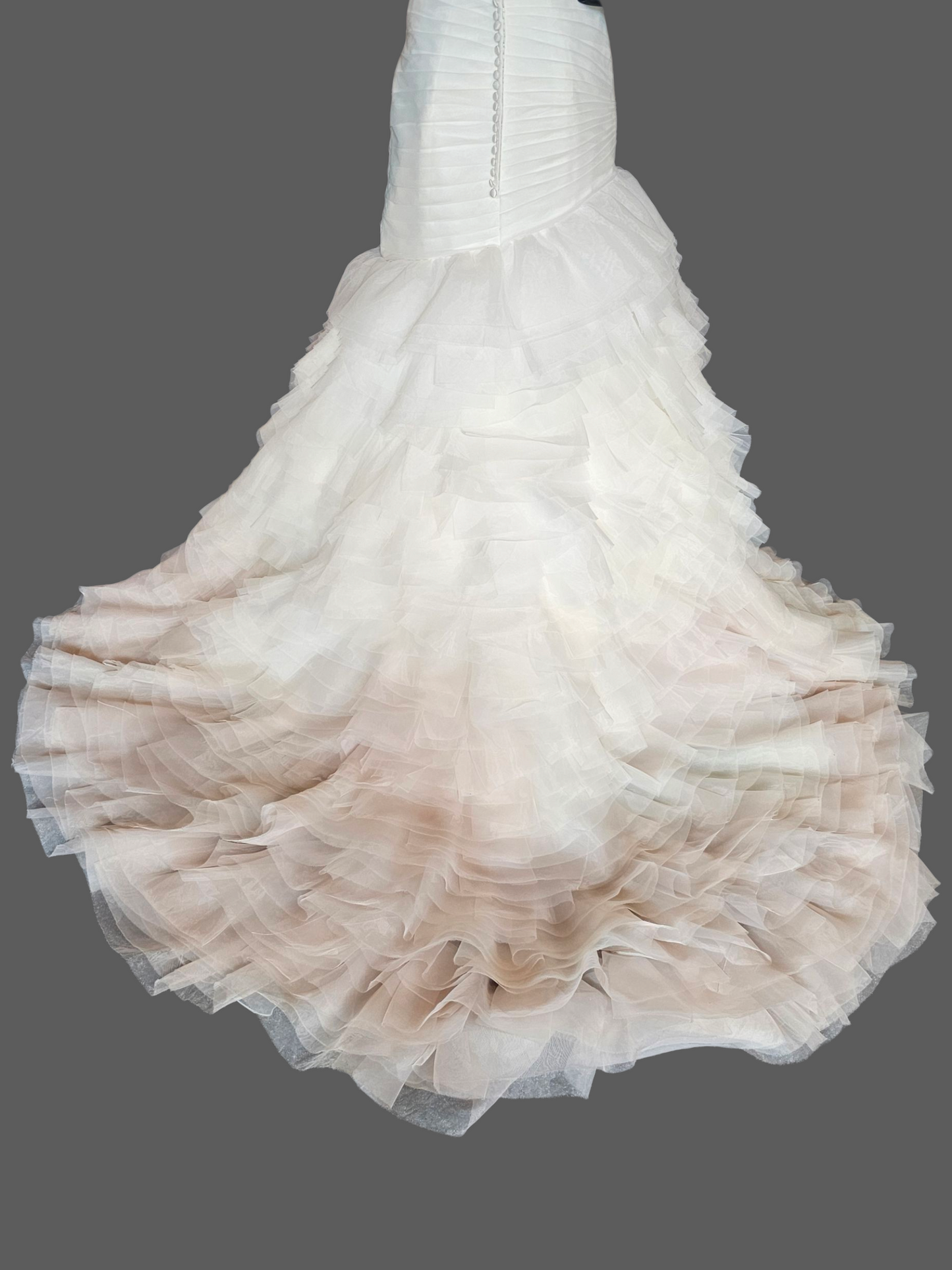 Ivory/Gold Ombre Fit/Flare Ruffle Sweetheart Wedding Gown - Mori Lee