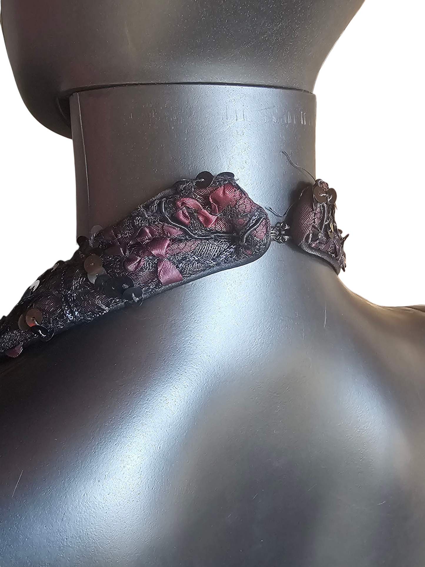 Vintage Black Lace/Satin Halter Formal Dress - Bari Jay