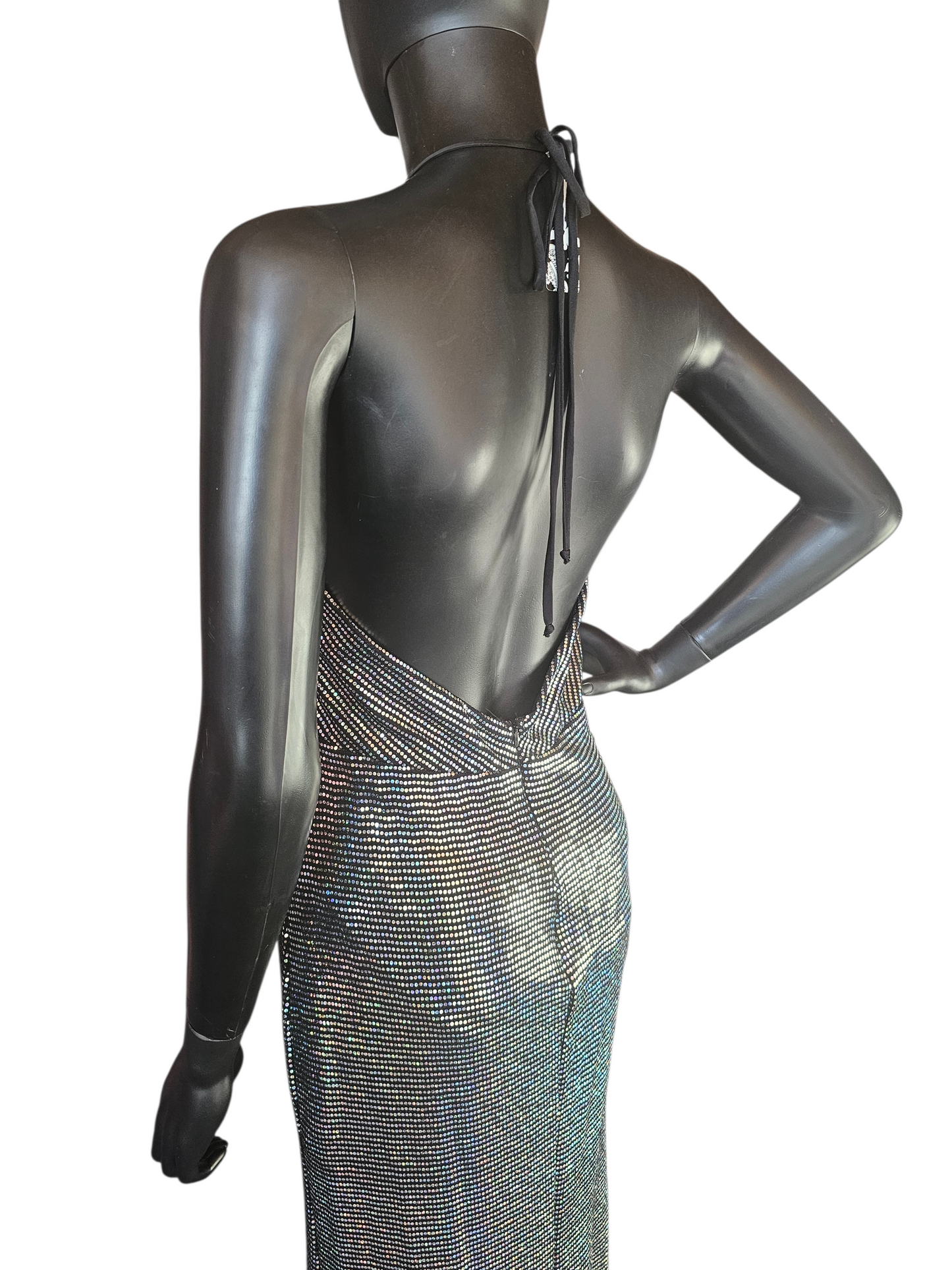 Multicolor Mirror Stretch Halter Party/Formal Dress