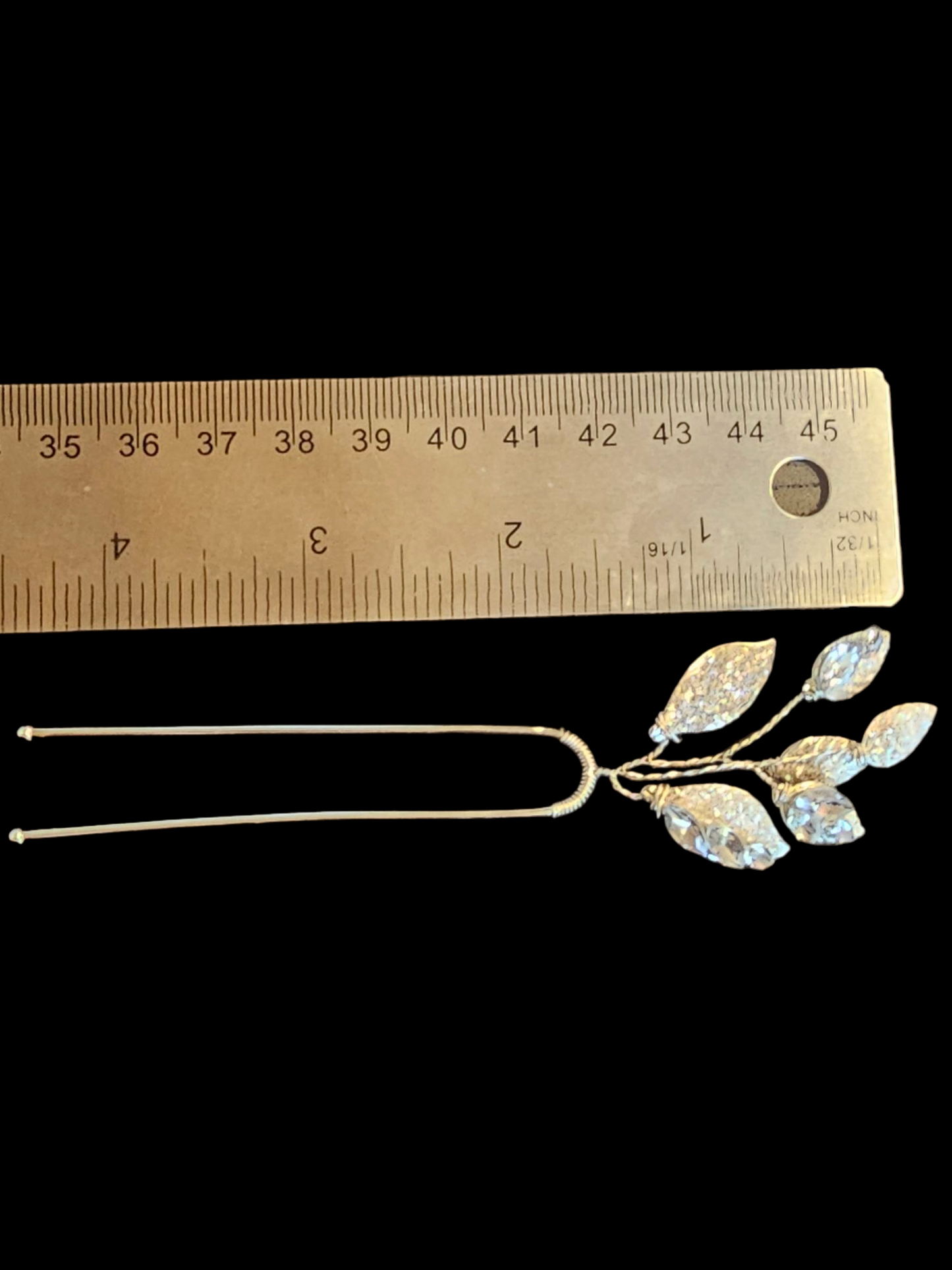 Silver/Glitter/Crystal Leaf Hair Pin