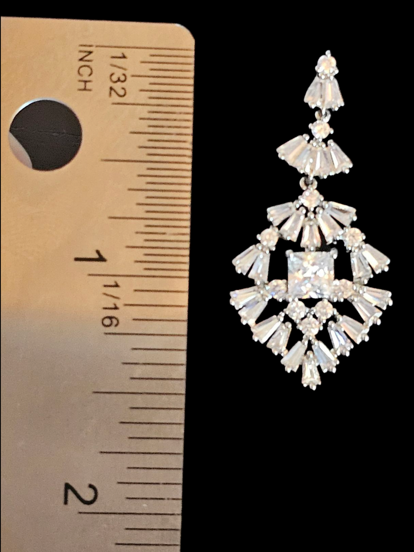 Silver/Crystal Triangle Earring