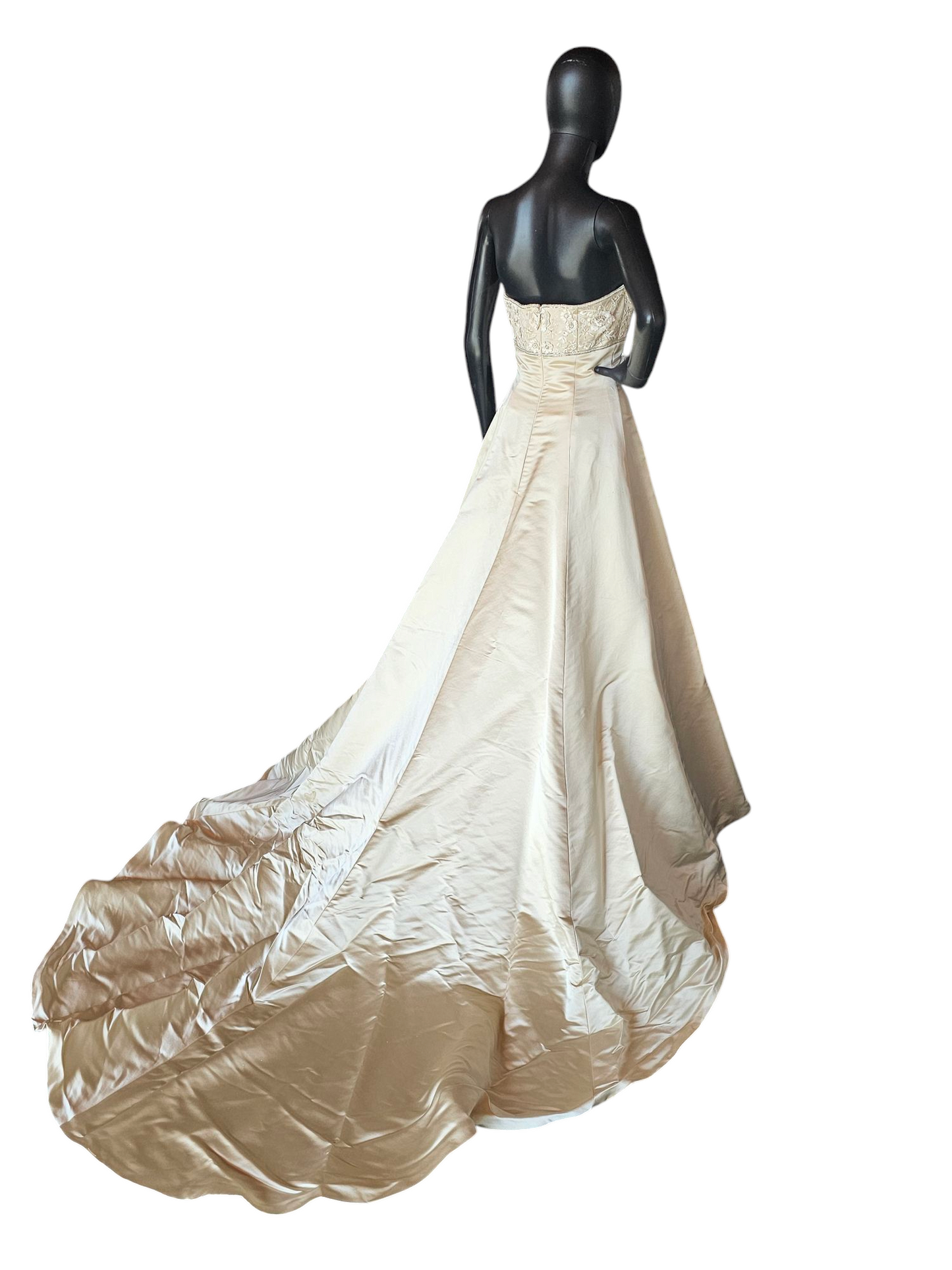 Gold Satin Empire A-Line Wedding Gown