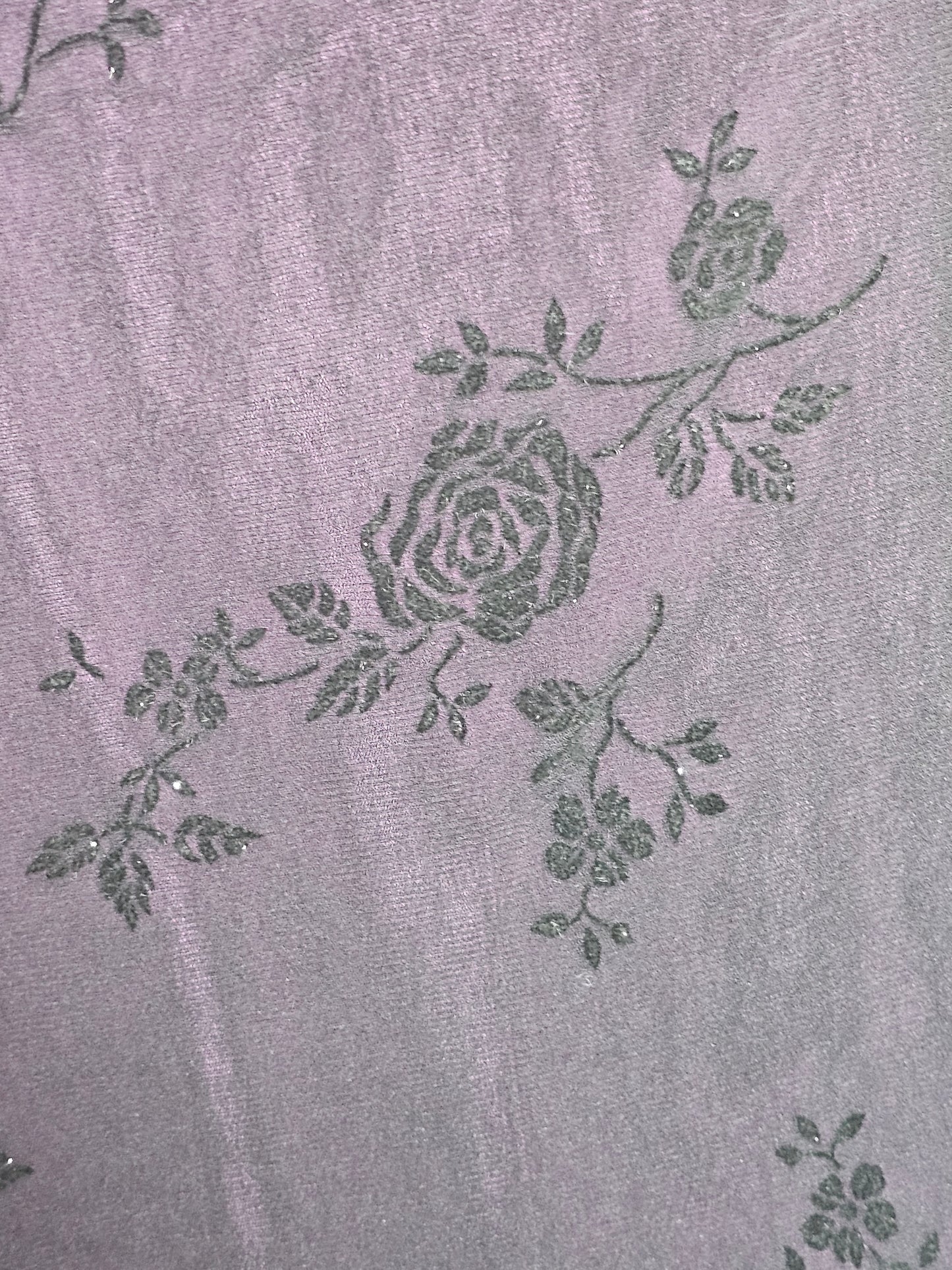 Mid Length Dress Asymetrical Black Overlay W/Purple Rose Burnout NWT - Moda