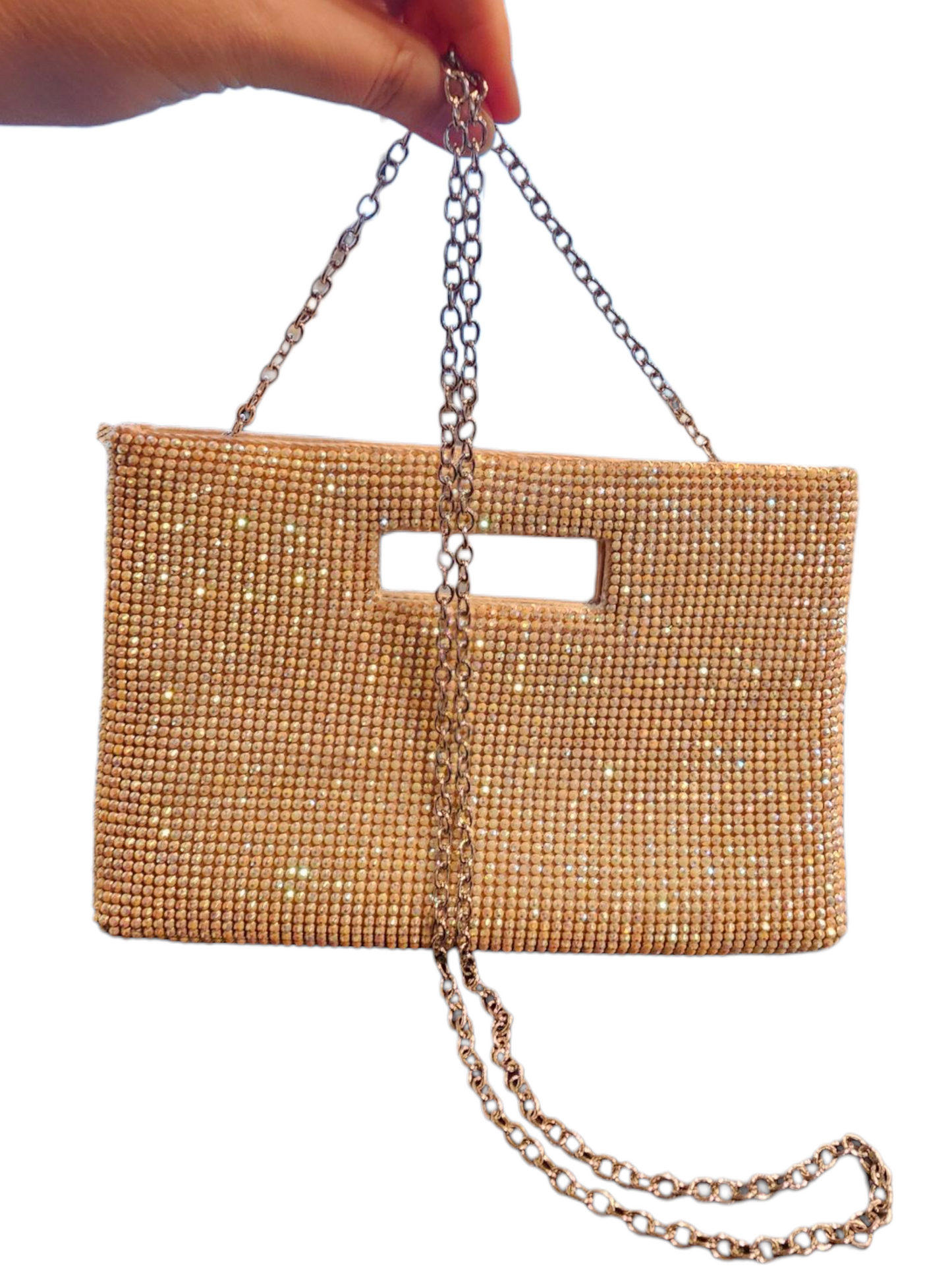 Rose Gold Beaded Square Clutch - Jessica McClintock