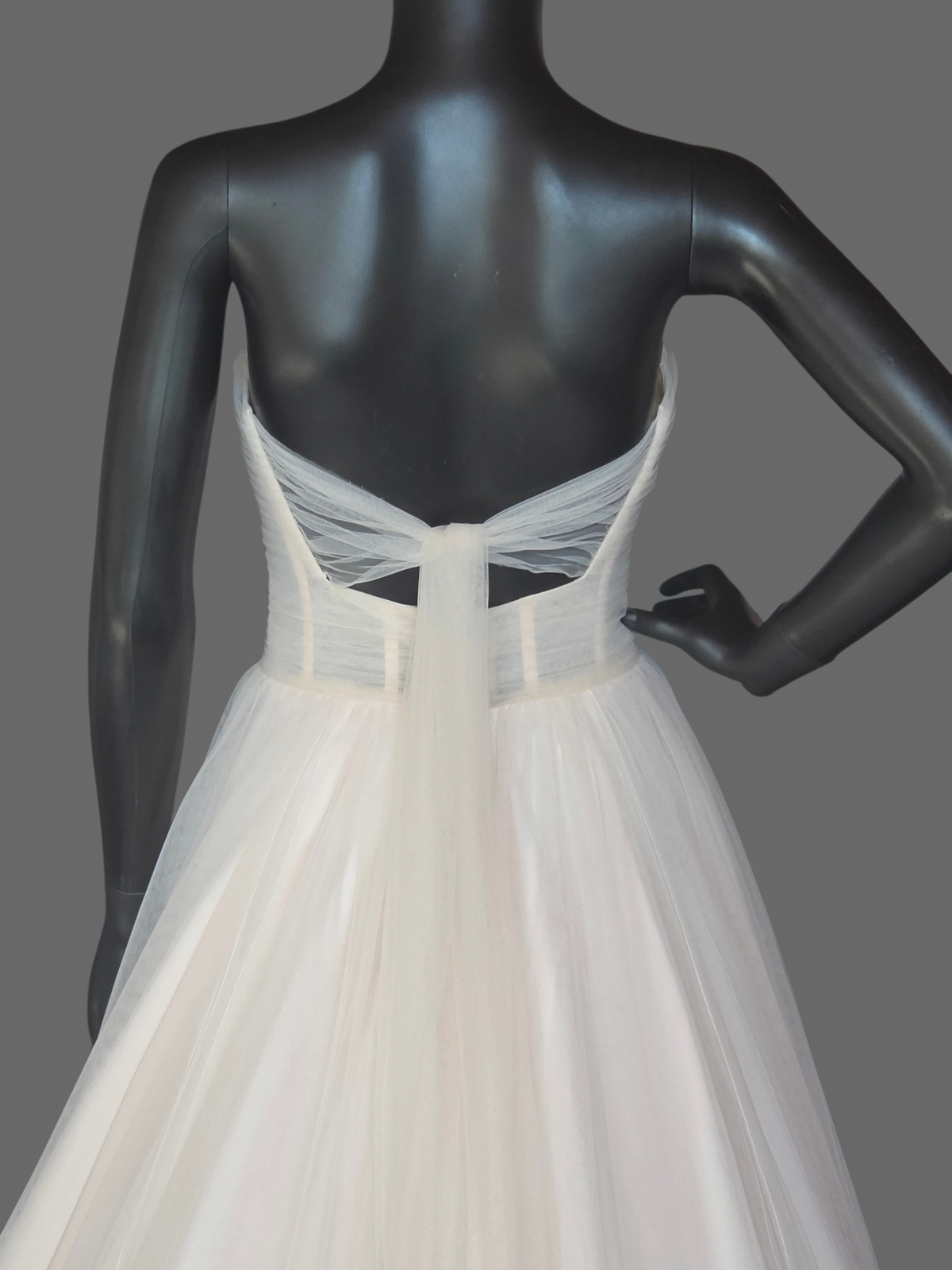 Blush Plunge Corset Top Sweetheart Minimalist Tulle A-Line Wedding Gown - Eddy K