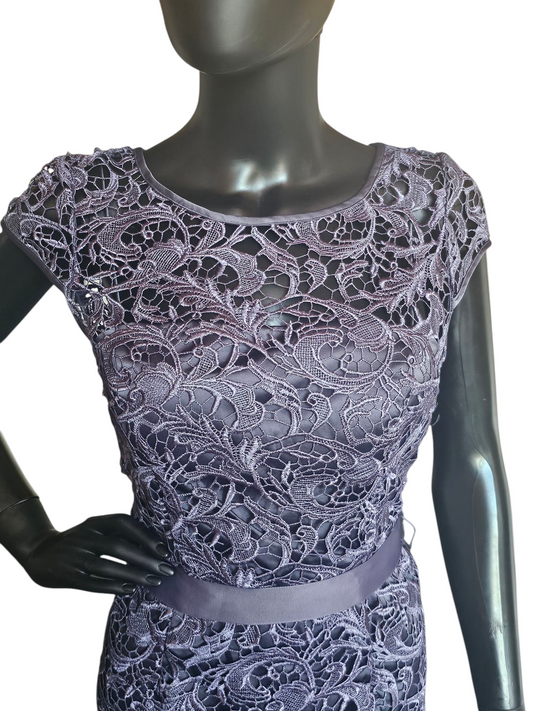 Steel Blue Open Weave Lace - Adrianna Papell