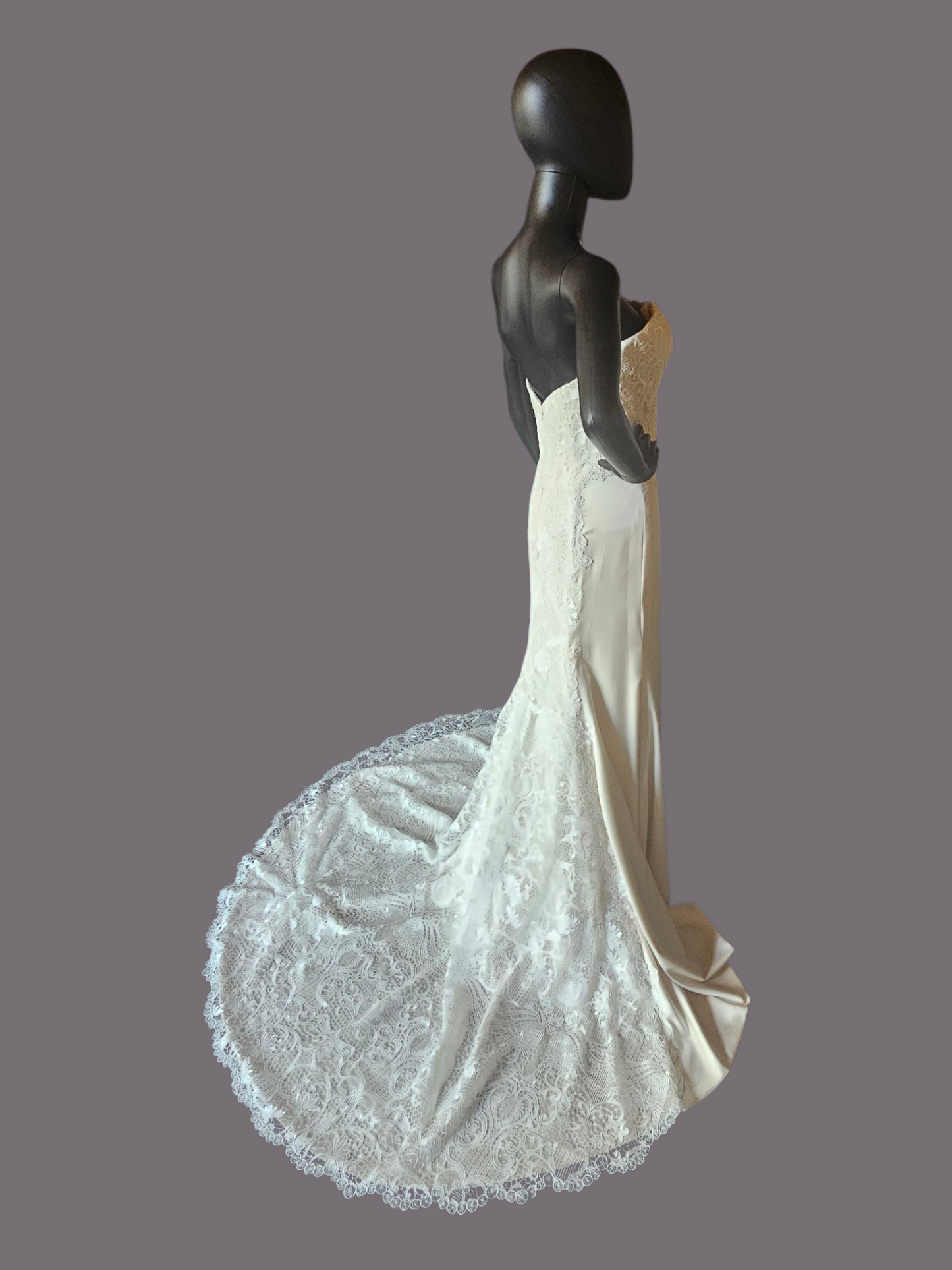Champagne Silky Satin/Ivory Lace Wedding Gown - Beloved